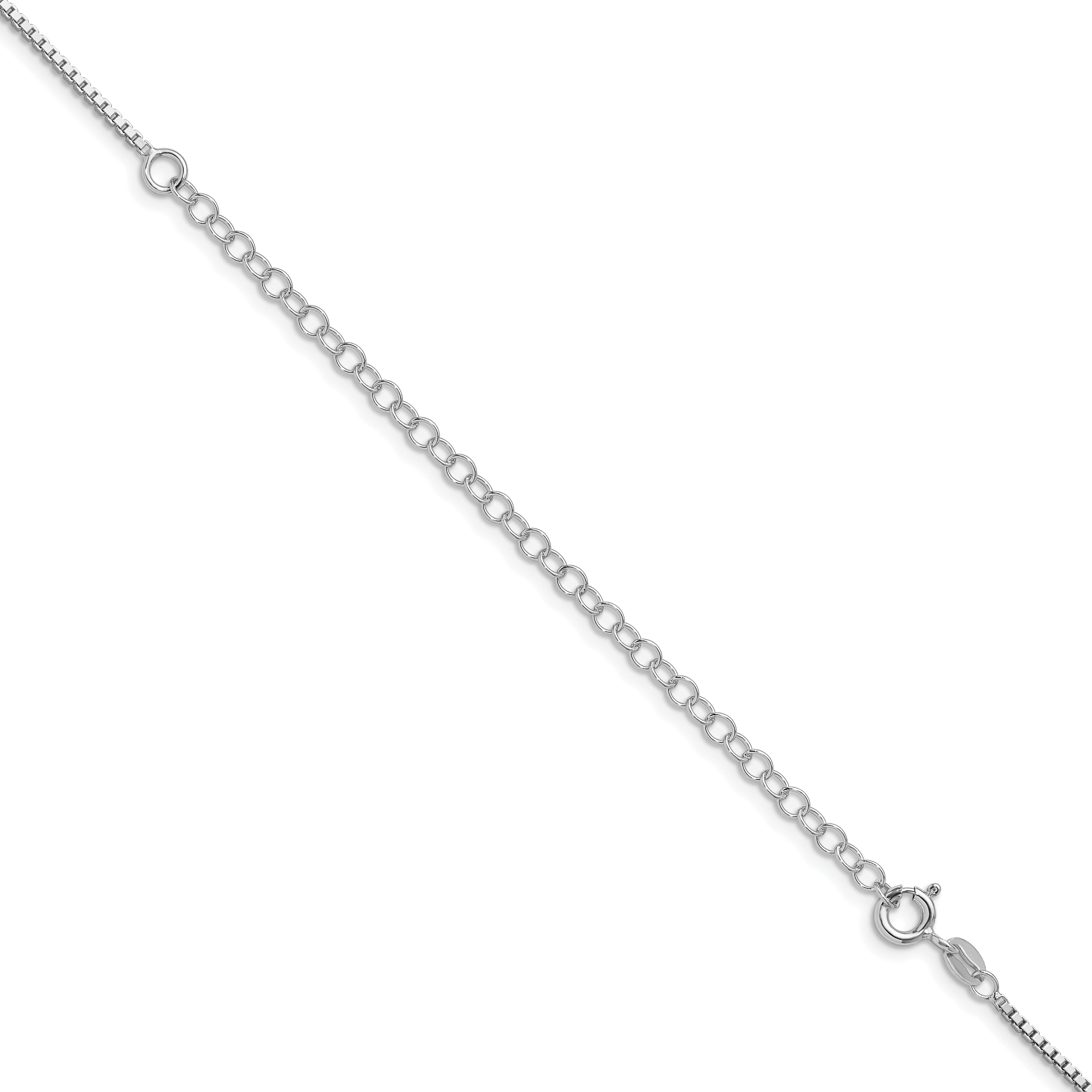Sterling Silver Rhodium-plated 1.4mm Box Chain With 4in ext.