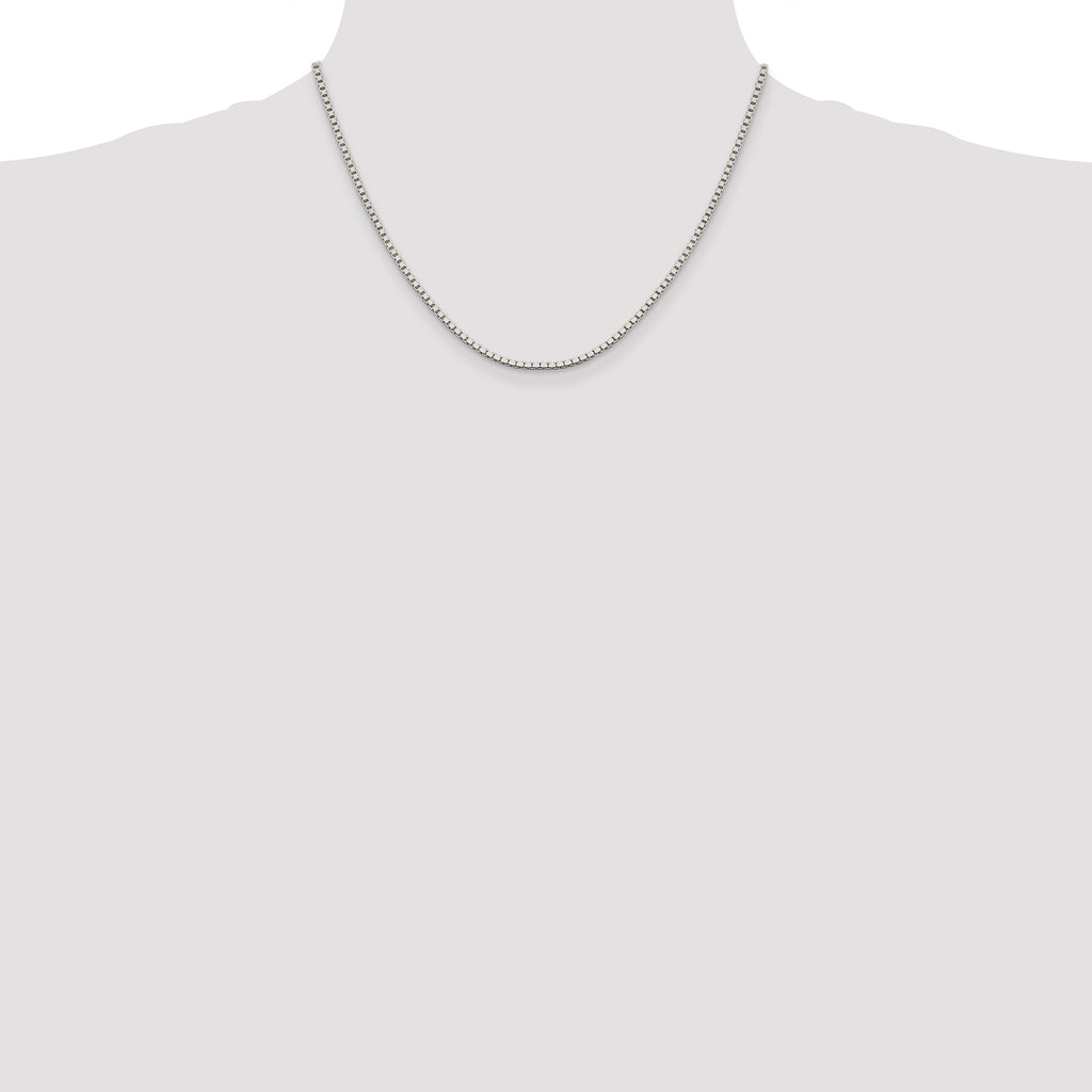 Sterling Silver 1.9mm Box Chain With 2in ext.