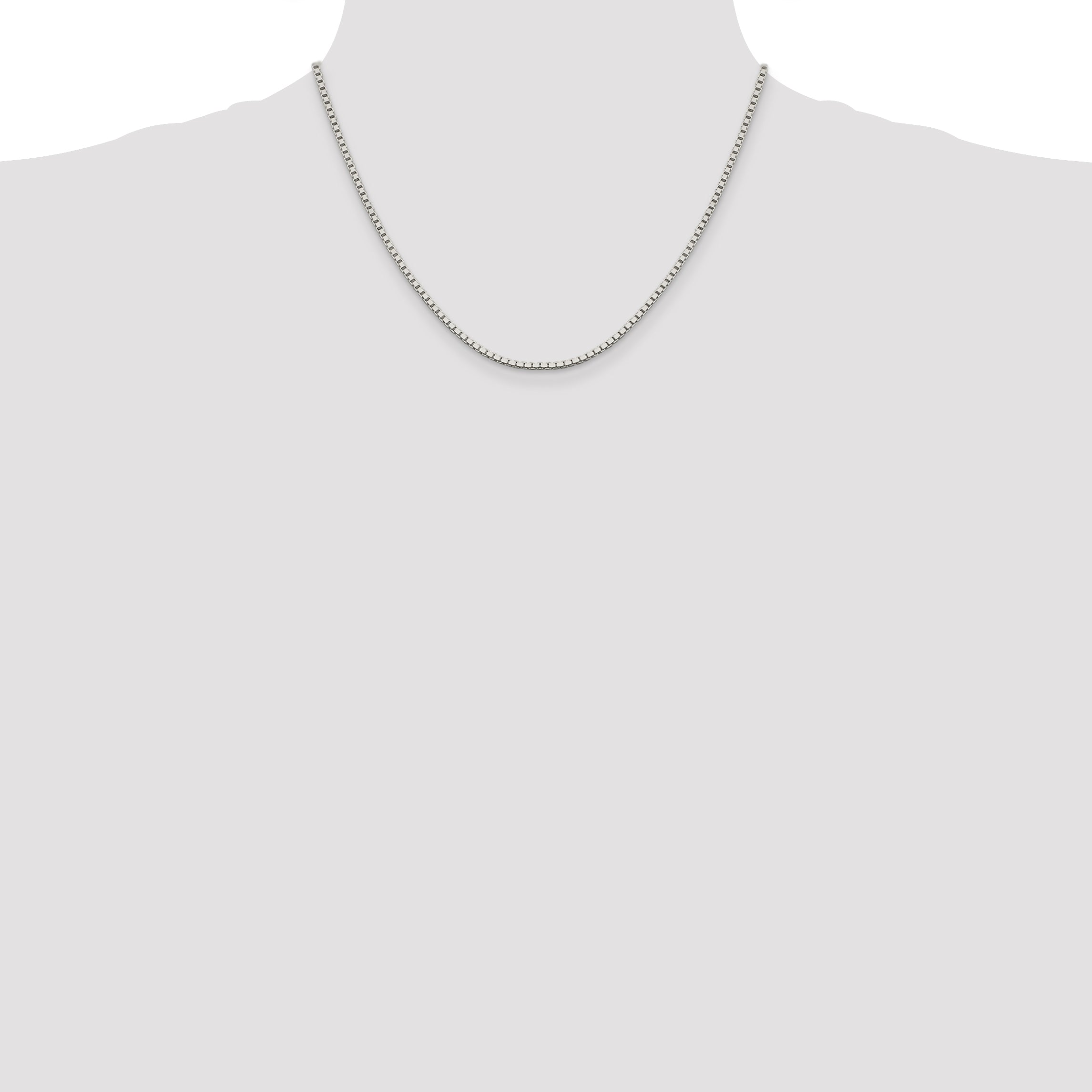 Sterling Silver 1.9mm Box Chain With 2in ext.
