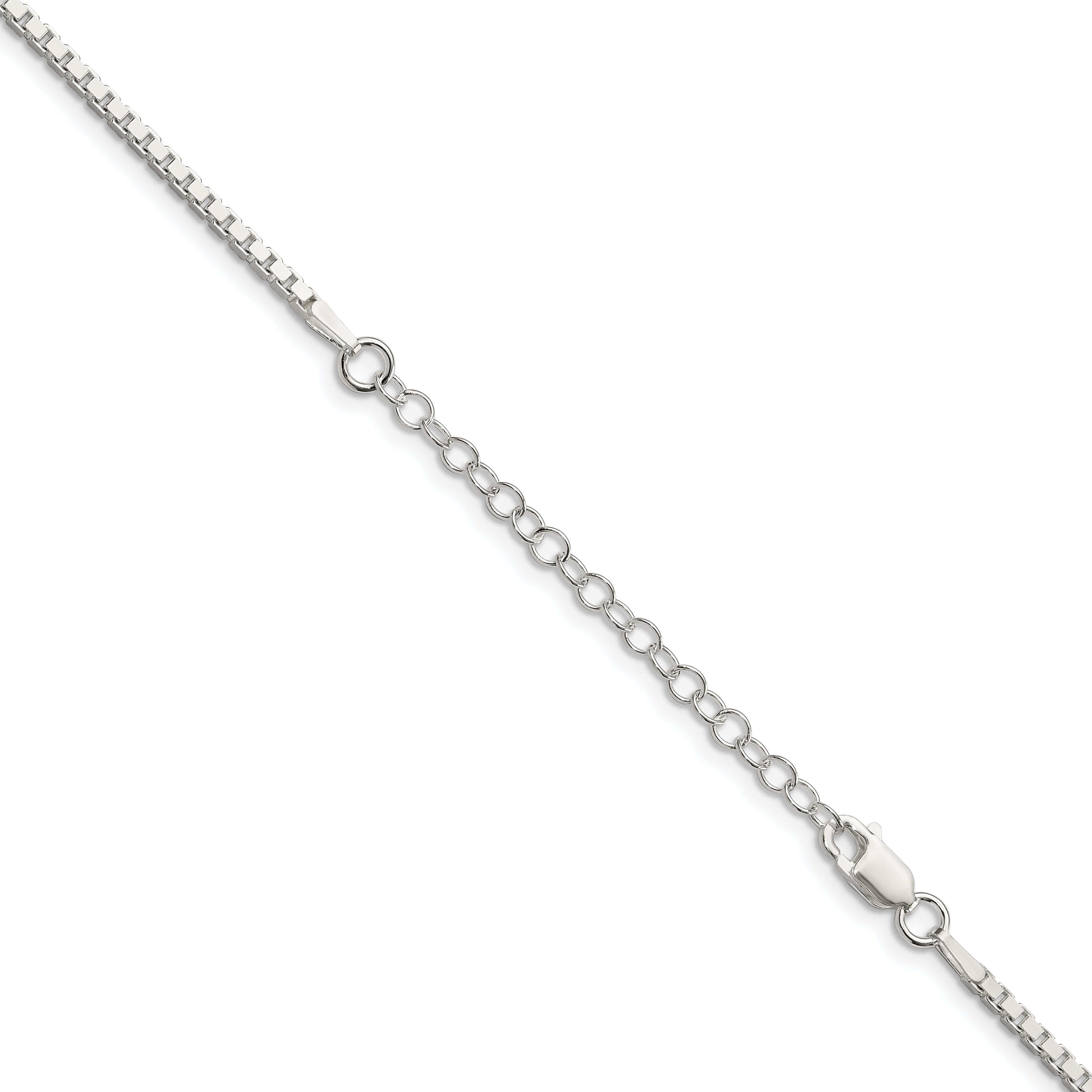 Sterling Silver 1.9mm Box Chain With 2in ext.