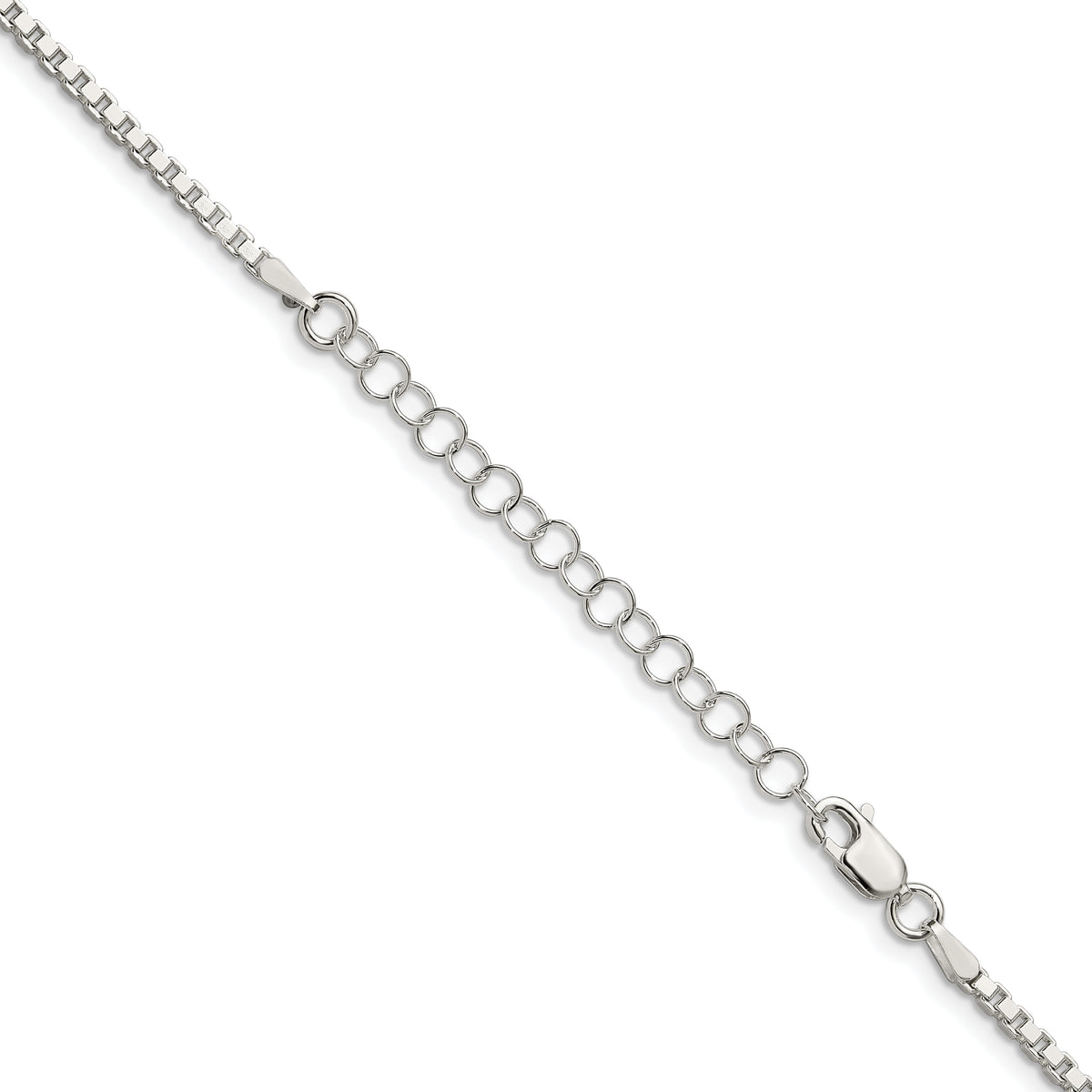 Sterling Silver 2mm Box Chain w/2in ext.