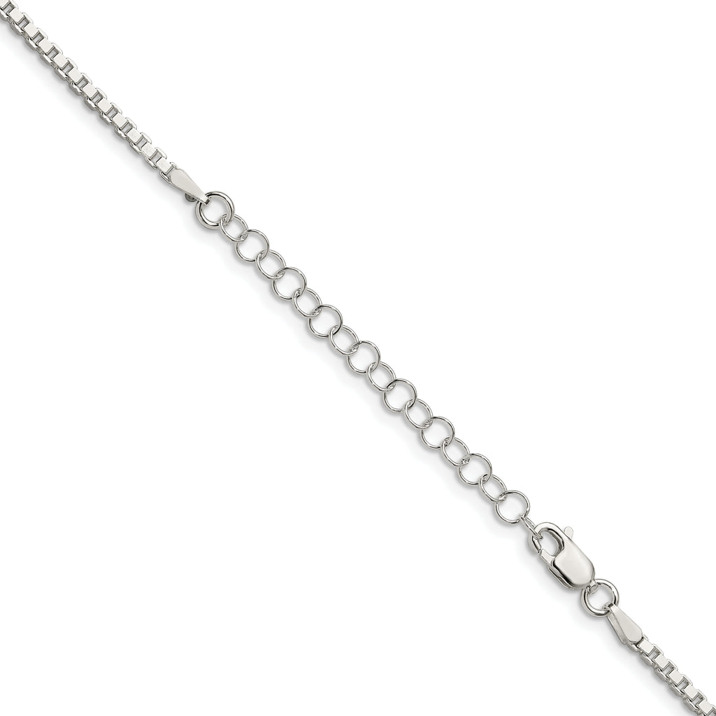 Sterling Silver 2mm Box Chain w/2in ext.