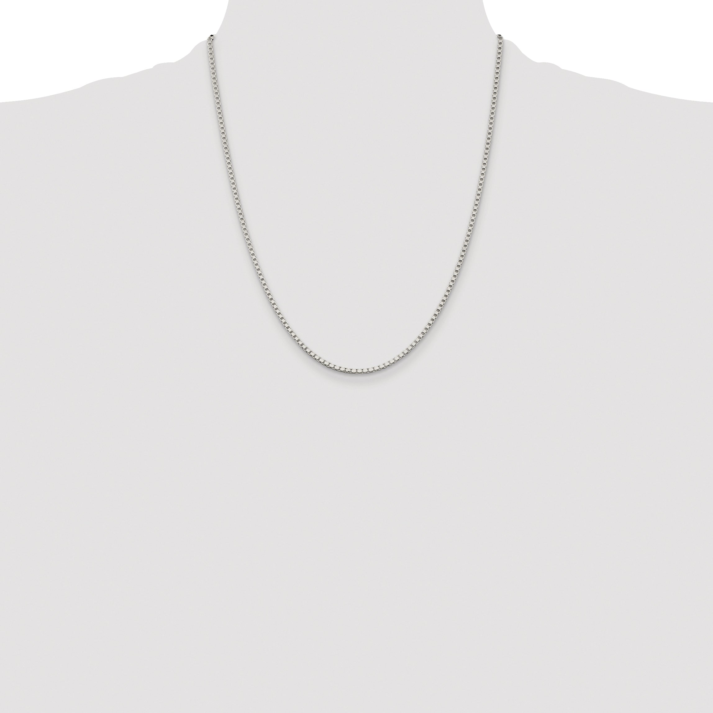 Sterling Silver Rhodium-plated 2mm Box Chain