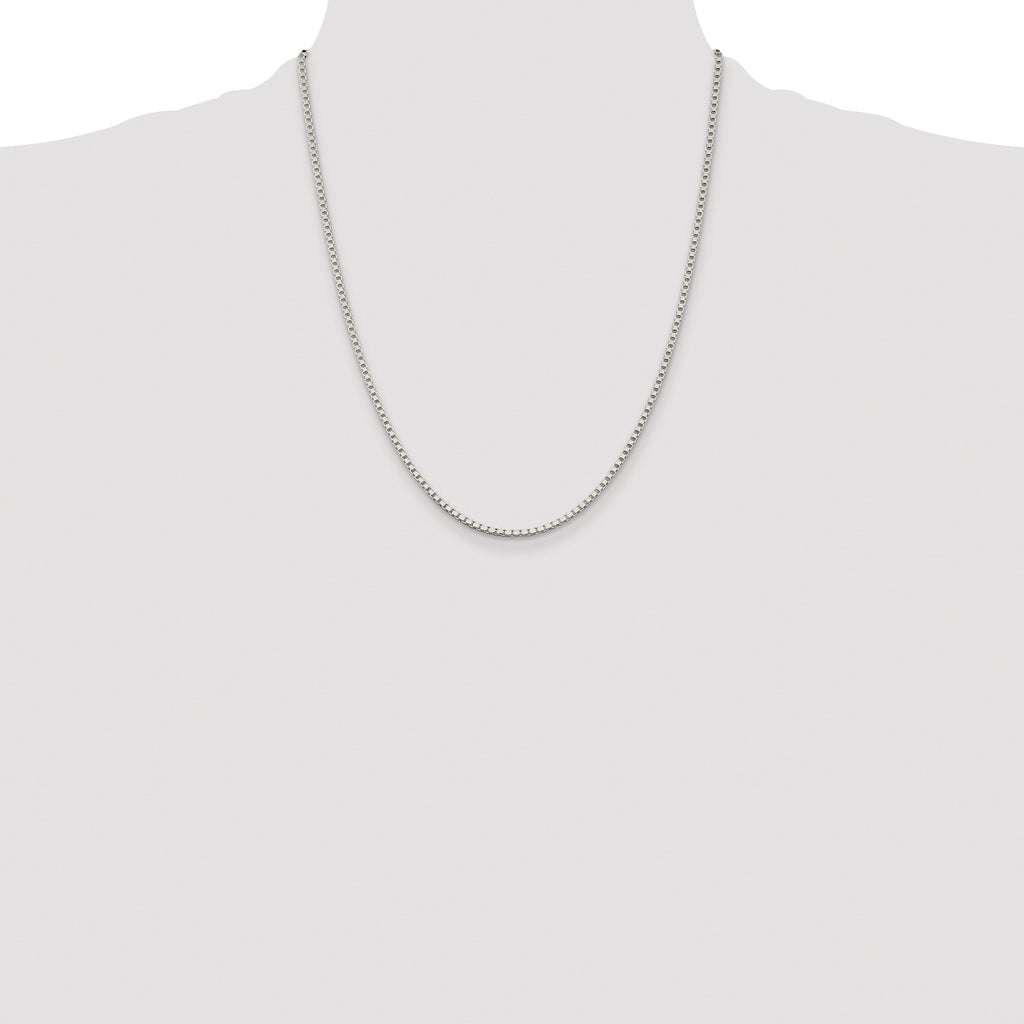 Sterling Silver Rhodium-plated 2mm Box Chain