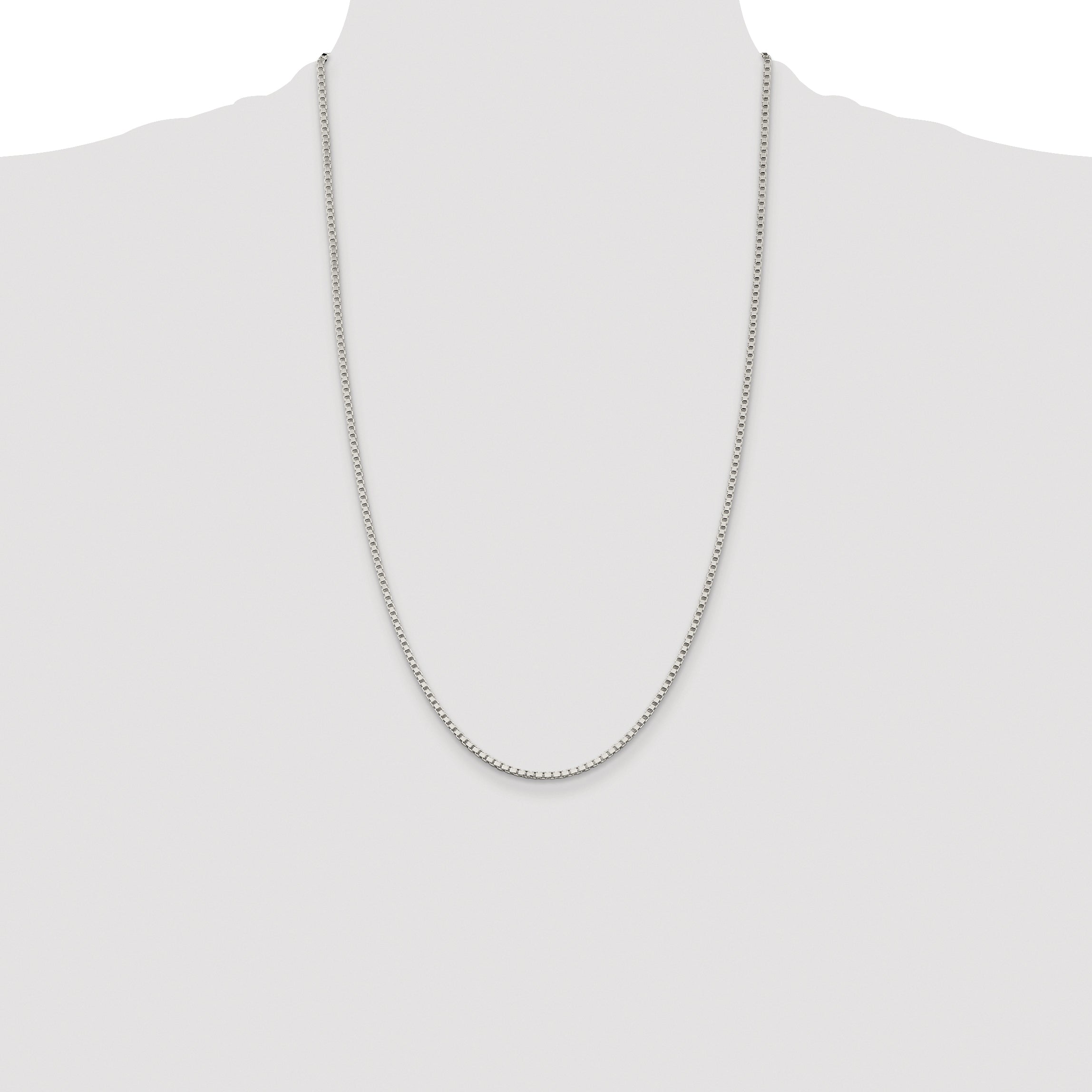 Sterling Silver Rhodium-plated 2mm Box Chain