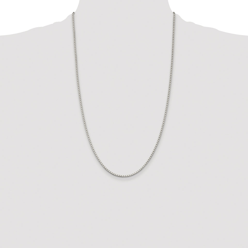 Sterling Silver Rhodium-plated 2mm Box Chain