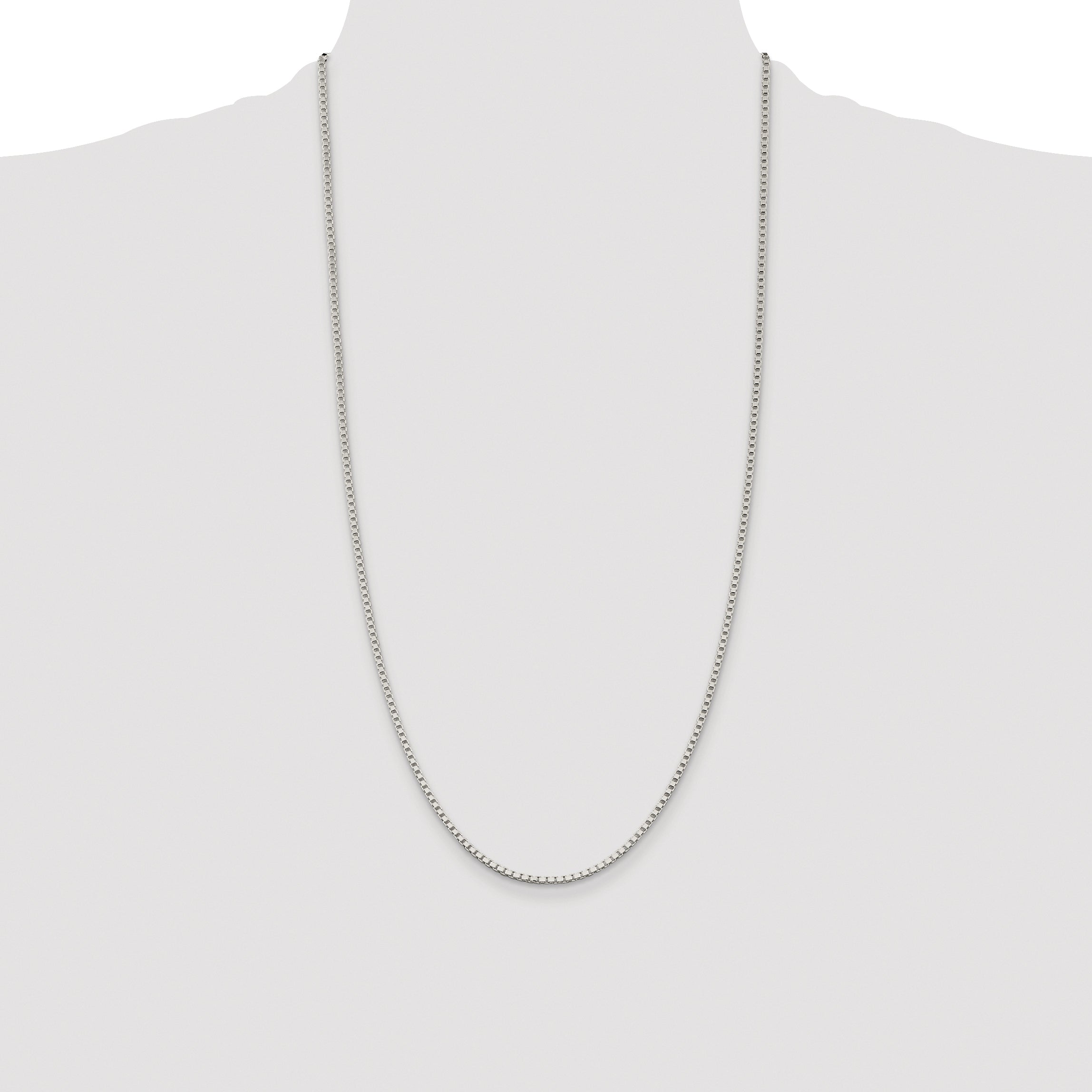 Sterling Silver Rhodium-plated 2mm Box Chain