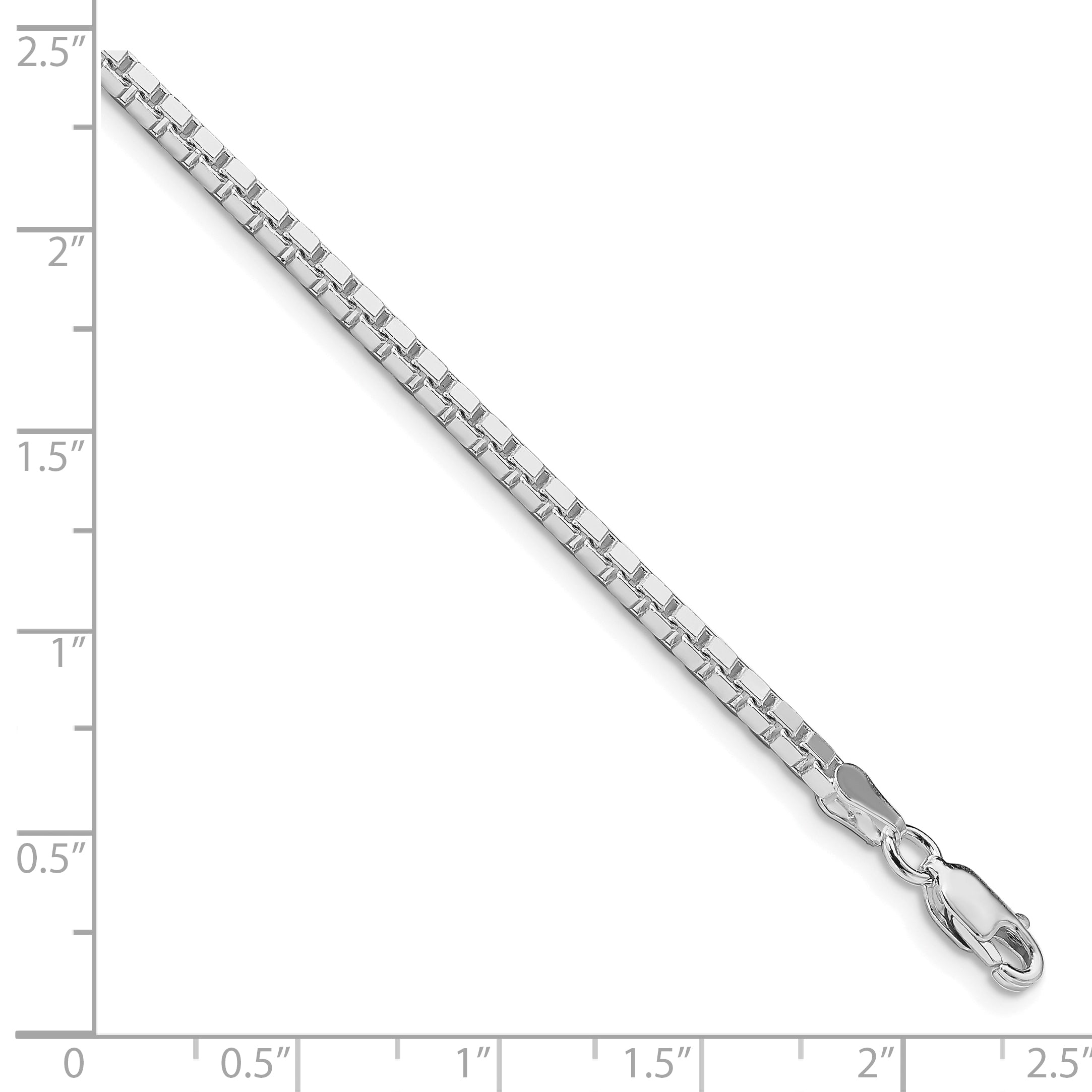 Sterling Silver Rhodium-plated 2.5mm Box Chain