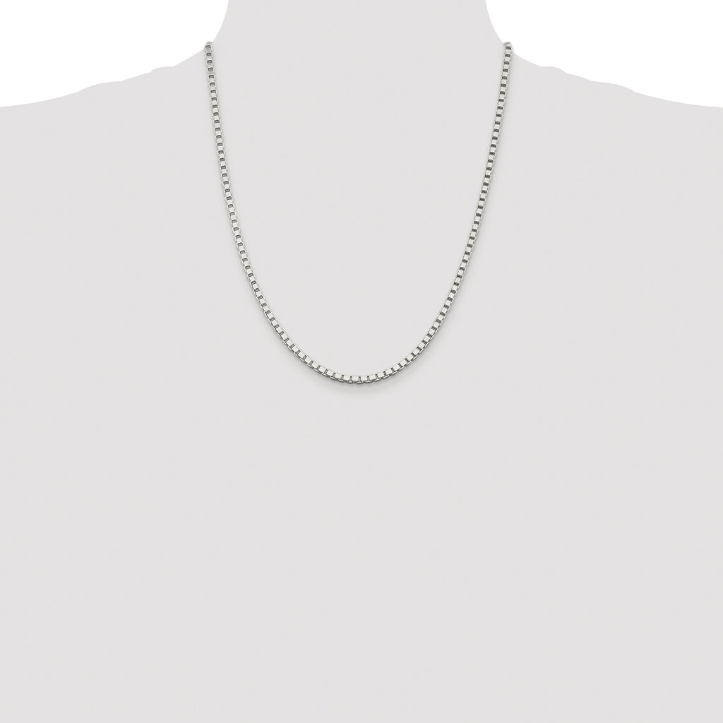 Sterling Silver Rhodium-plated 3mm Box Chain