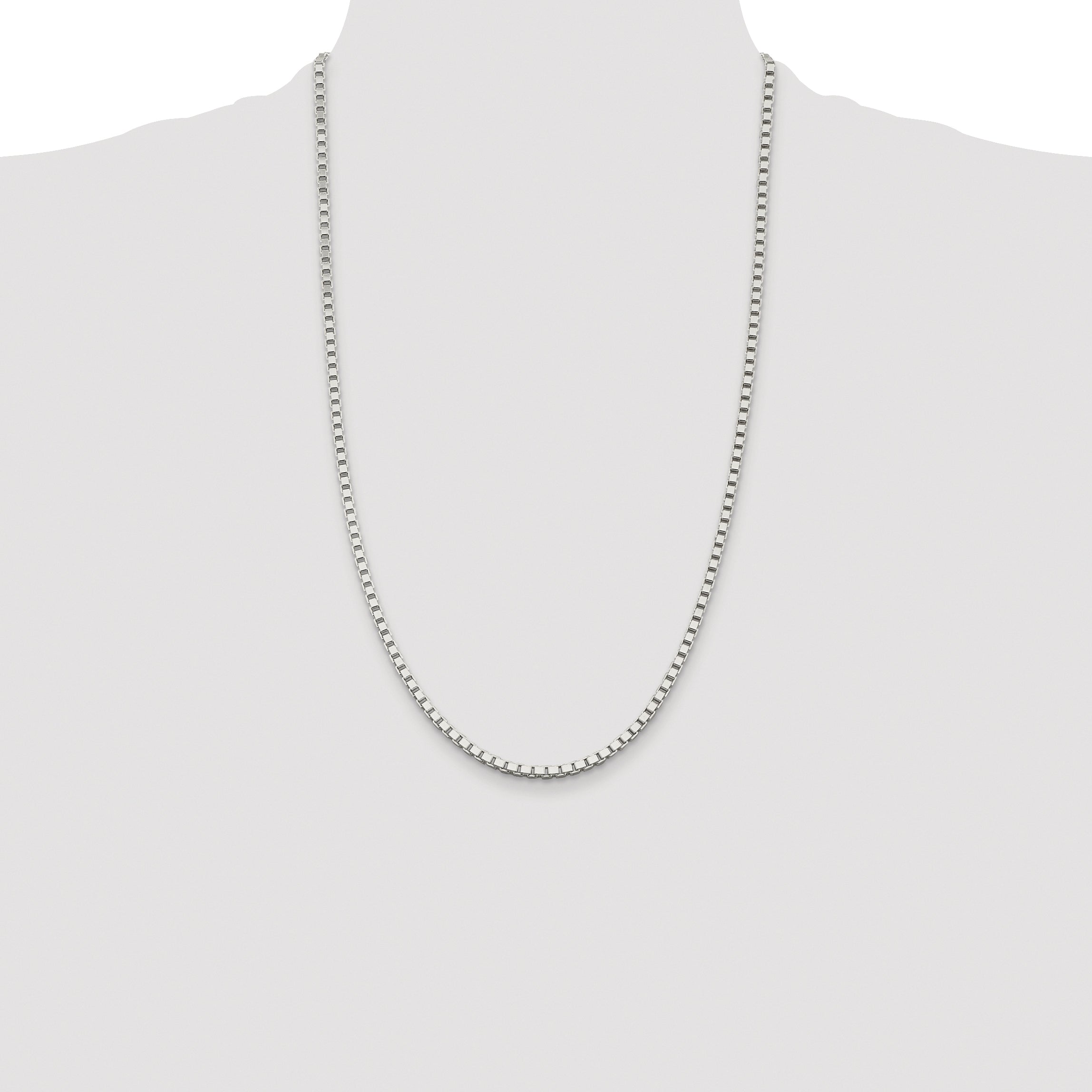 Sterling Silver Rhodium-plated 3mm Box Chain