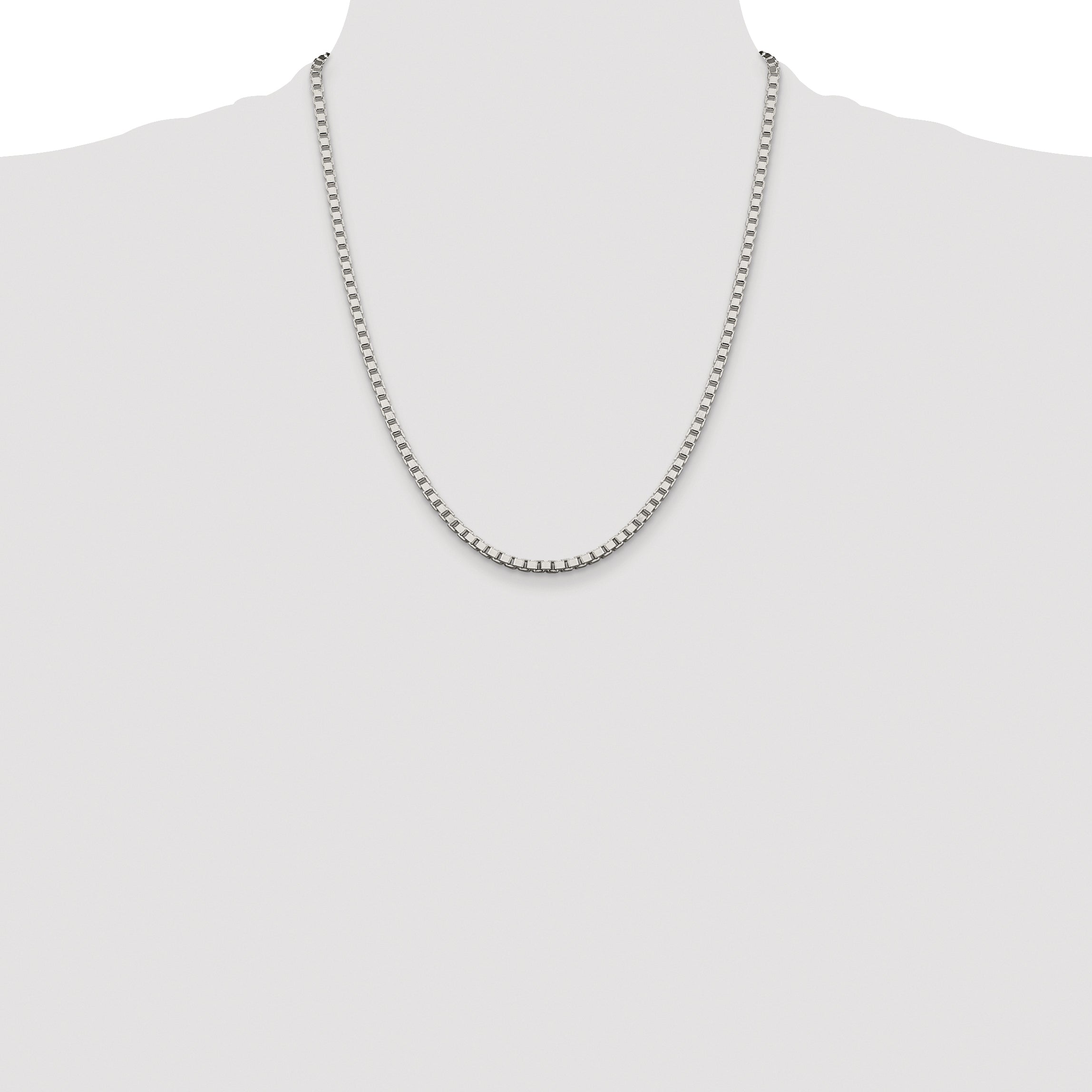 Sterling Silver Rhodium-plated 3.25mm Box Chain