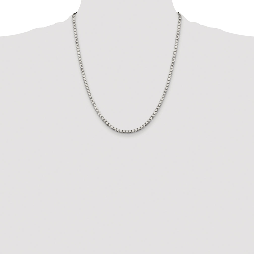 Sterling Silver Rhodium-plated 3.25mm Box Chain