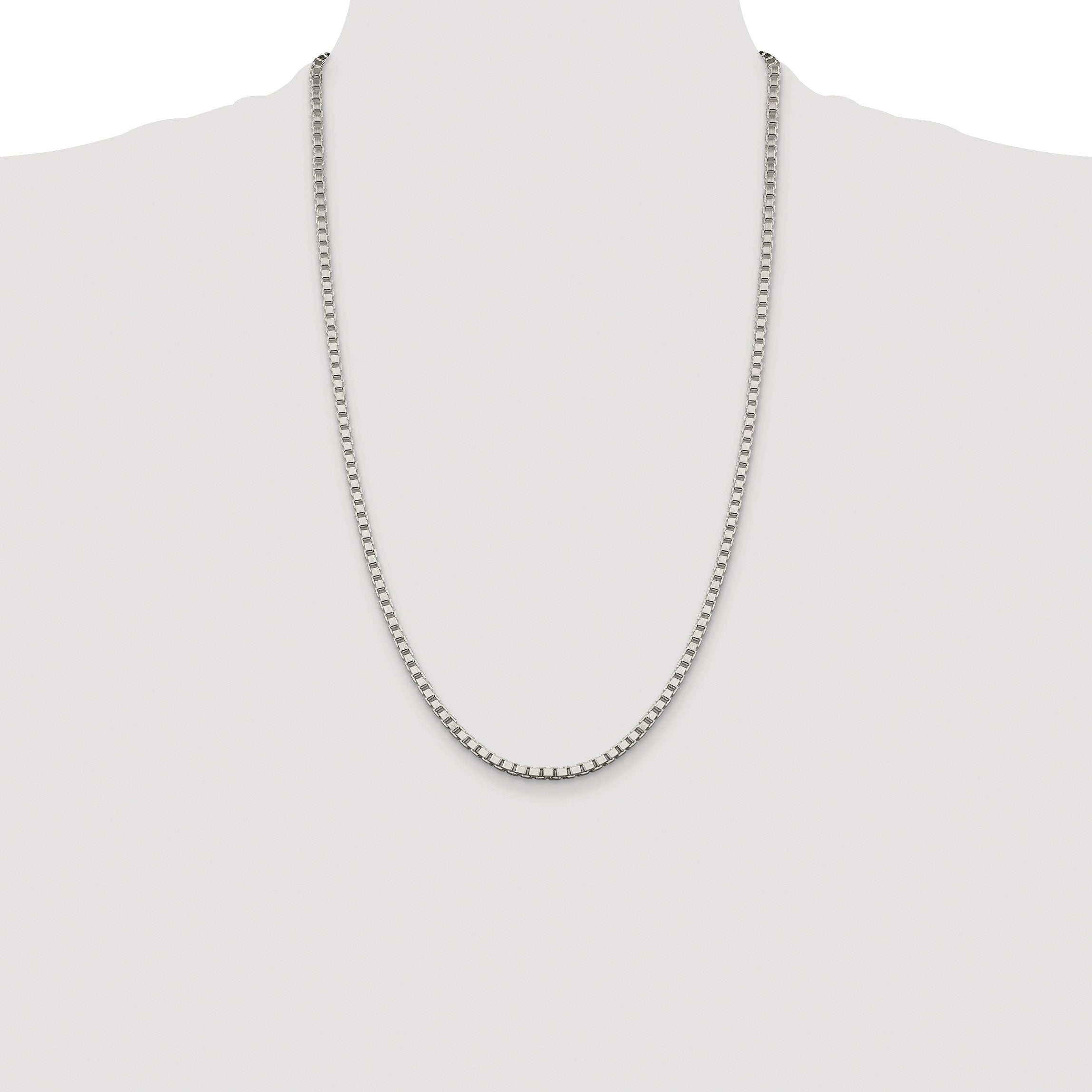 Sterling Silver Rhodium-plated 3.25mm Box Chain