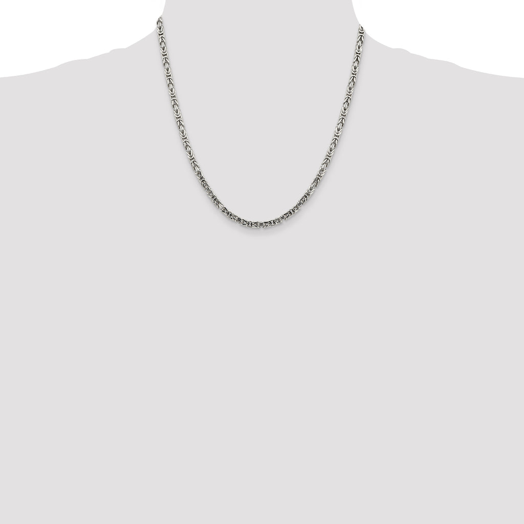 Sterling Silver Byzantine Chain Necklace 3.25mm