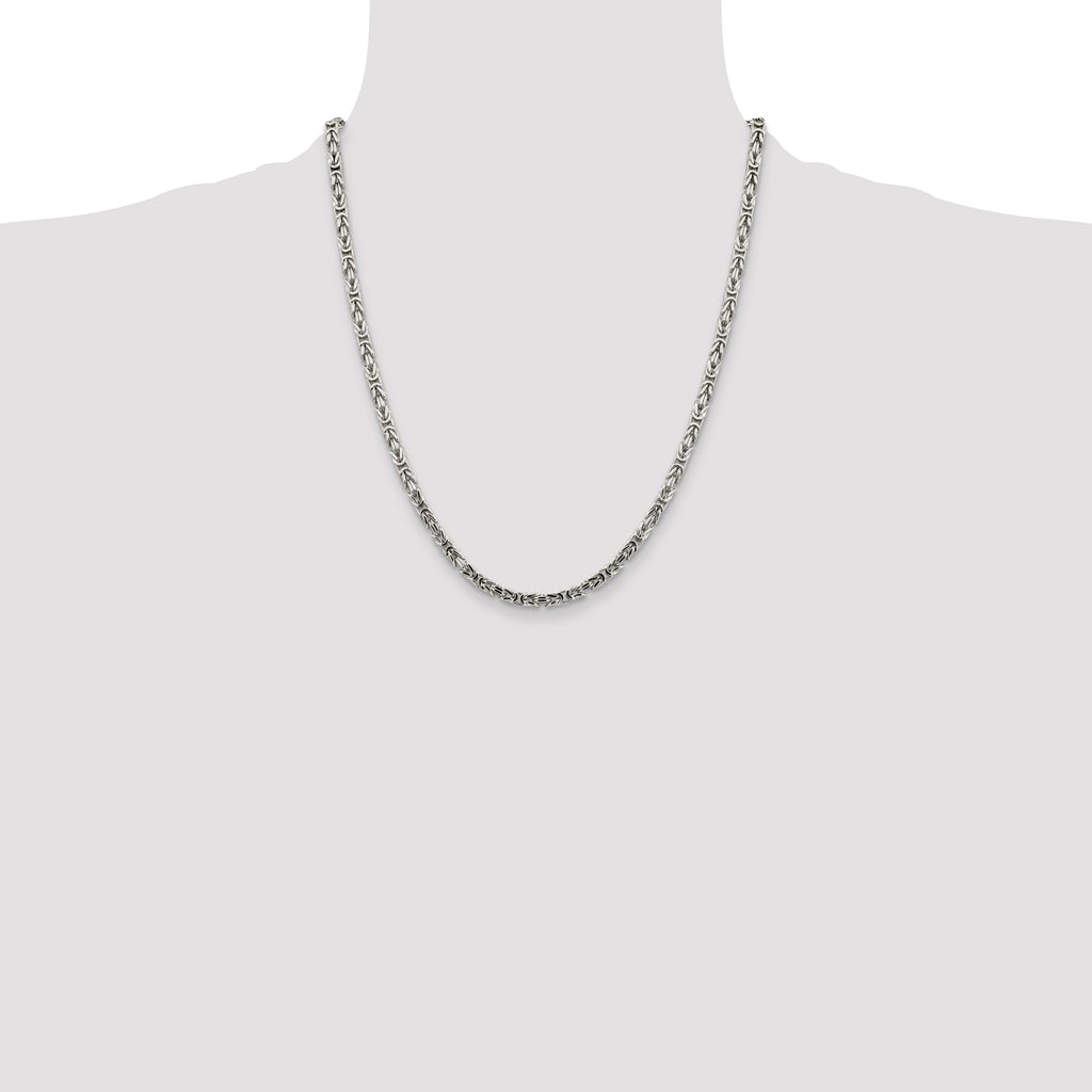 Sterling Silver 3.25mm Byzantine Chain