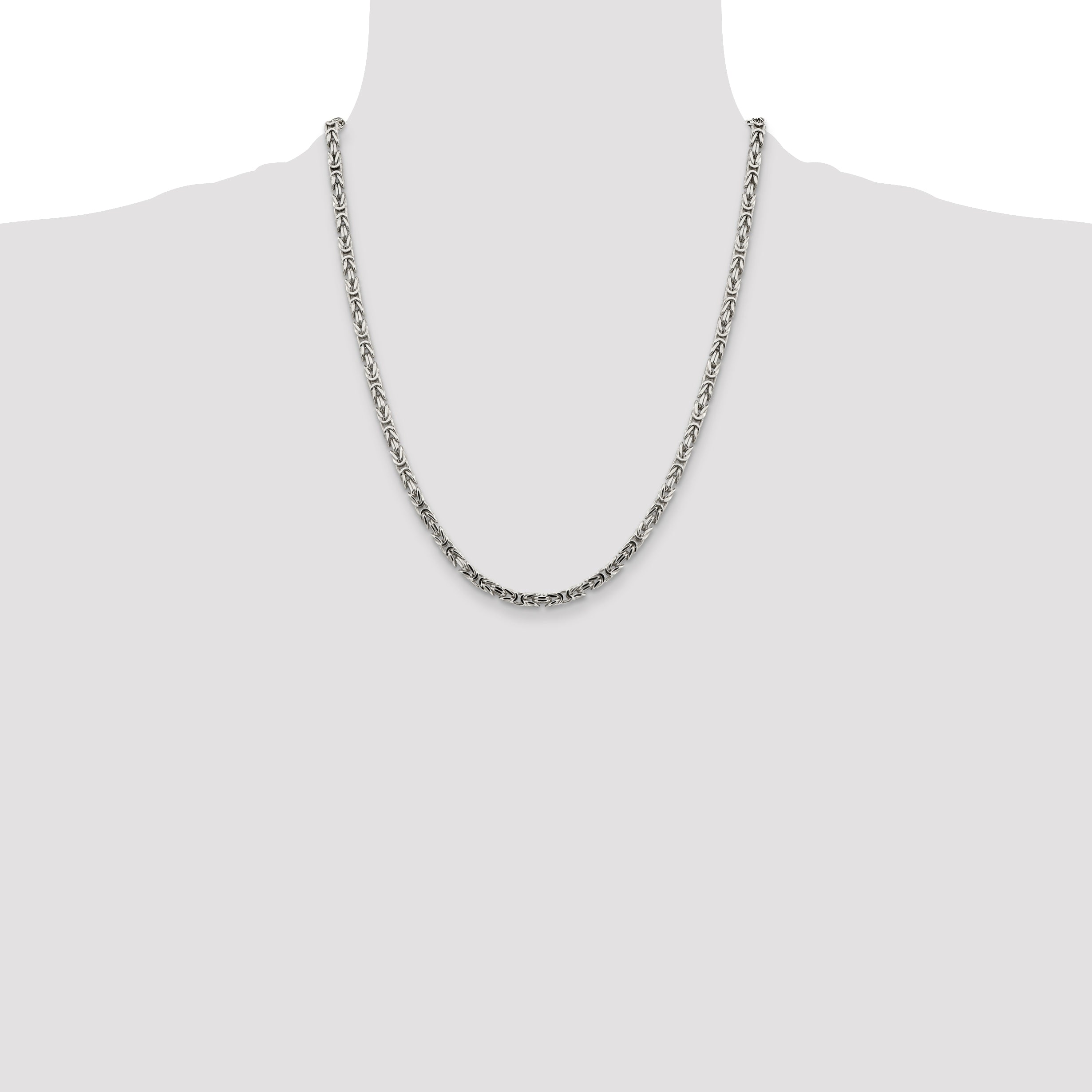 Sterling Silver 3.25mm Byzantine Chain