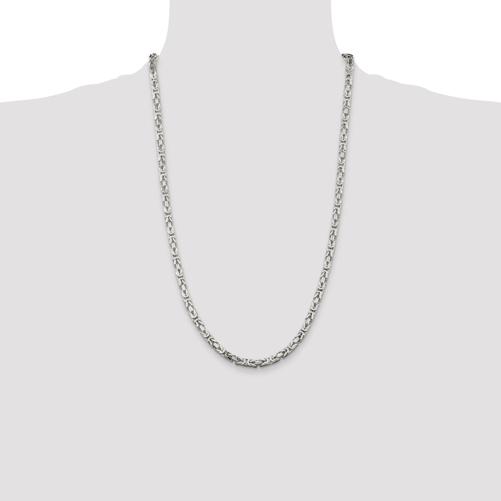 Sterling Silver 4.25mm Byzantine Chain