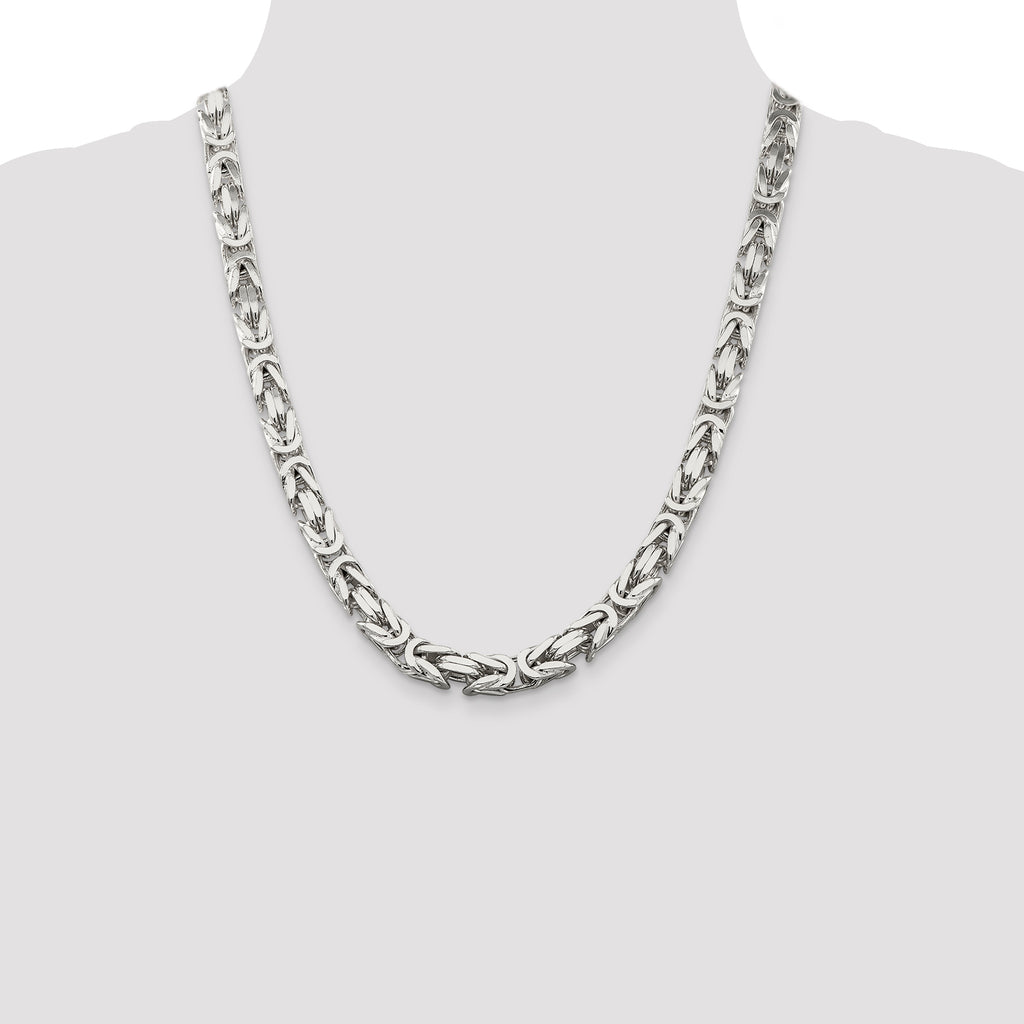 Sterling Silver 8.25mm Byzantine Chain
