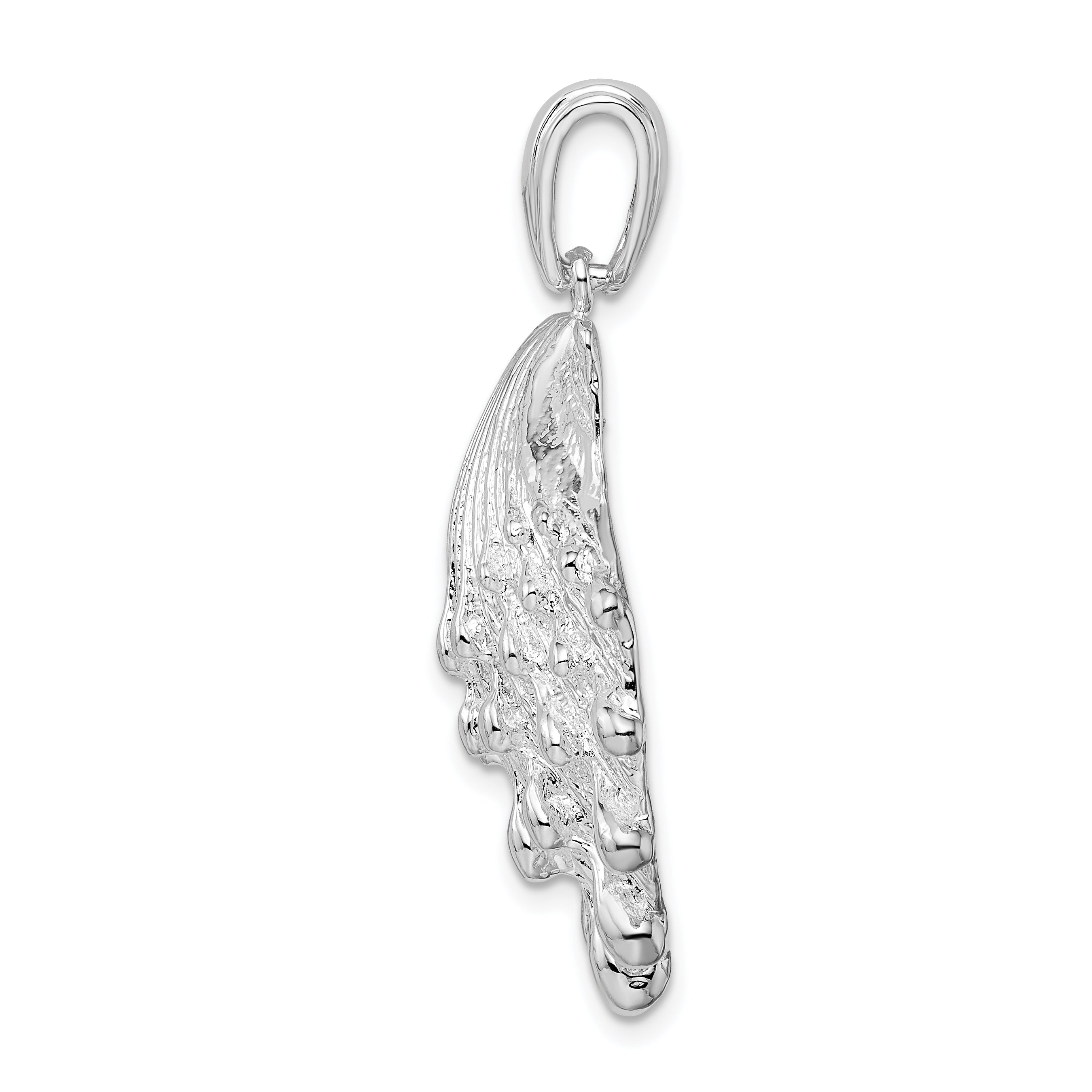 De-Ani Sterling Silver Rhodium-Plated Polished and Textured Lions Paw Shell Pendant Secondary image