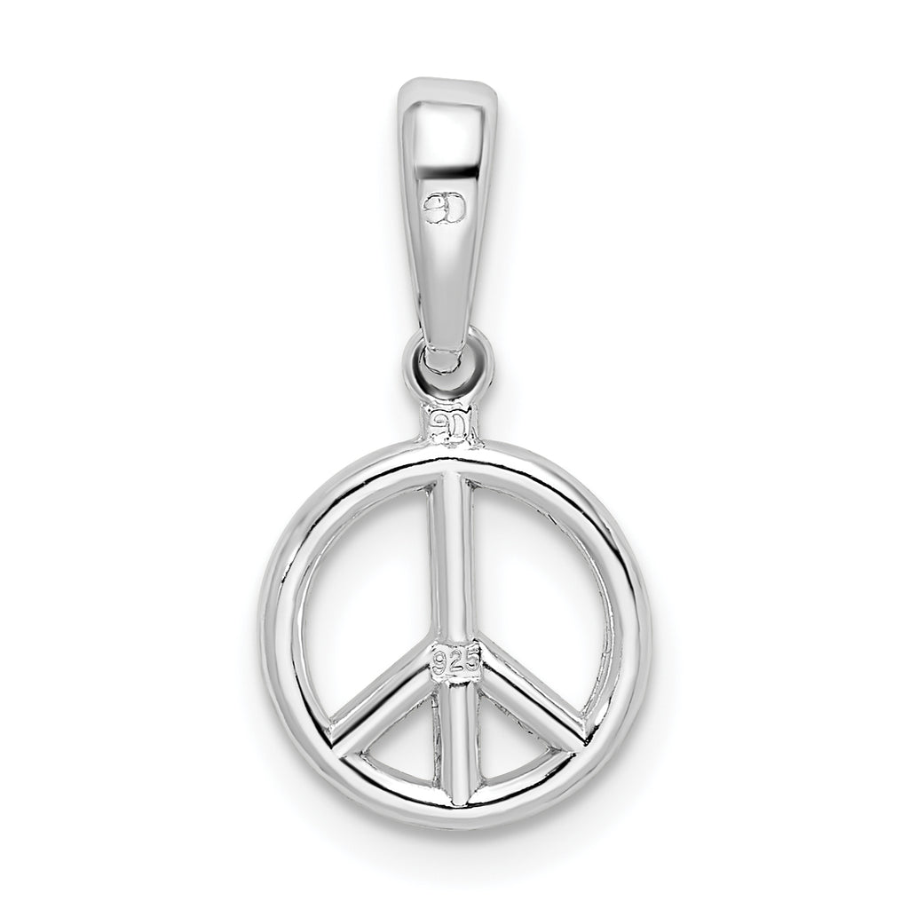 De-Ani Sterling Silver Rhodium-Plated Polished Peace Symbol Pendant