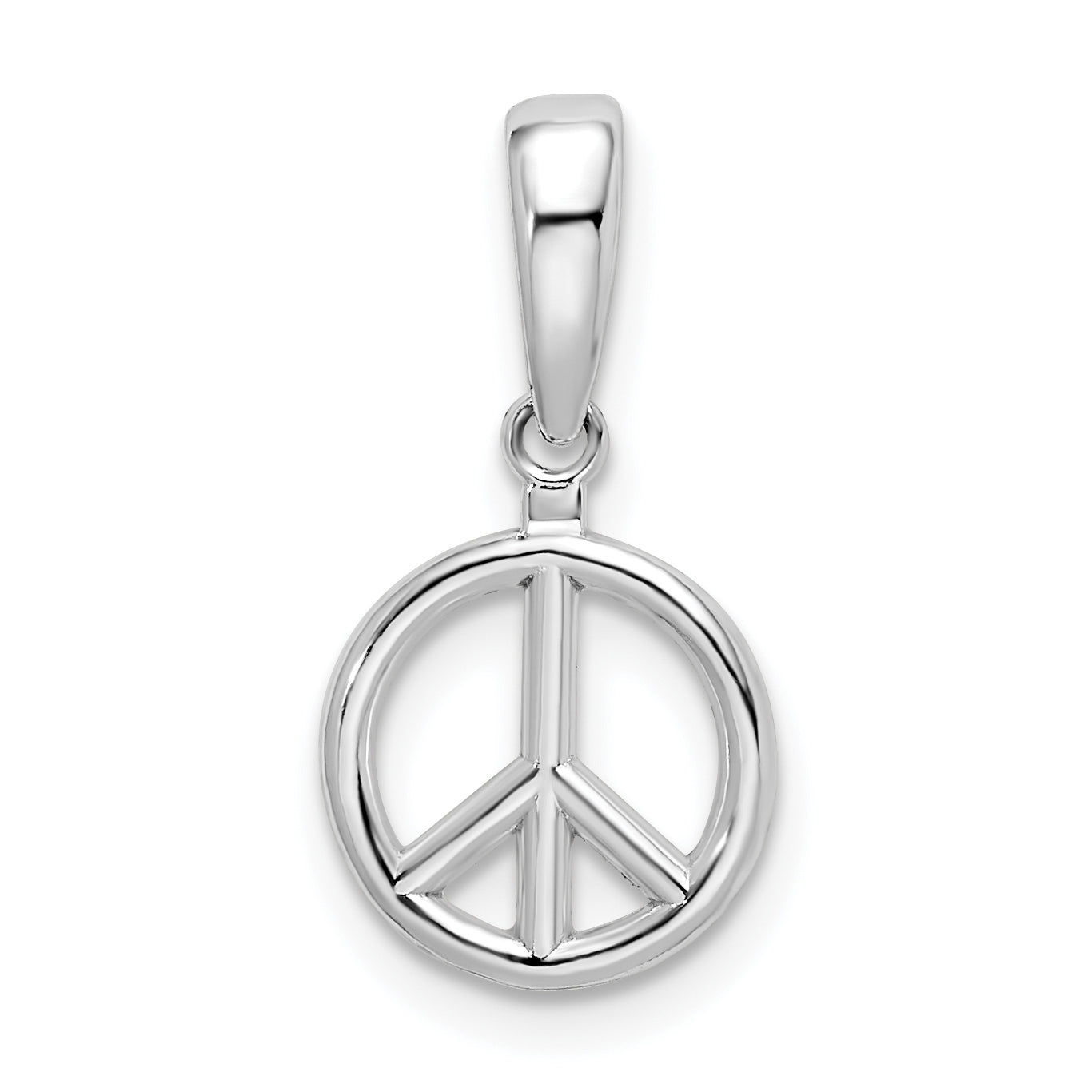 De-Ani Sterling Silver Rhodium-Plated Polished Peace Symbol Pendant Main image