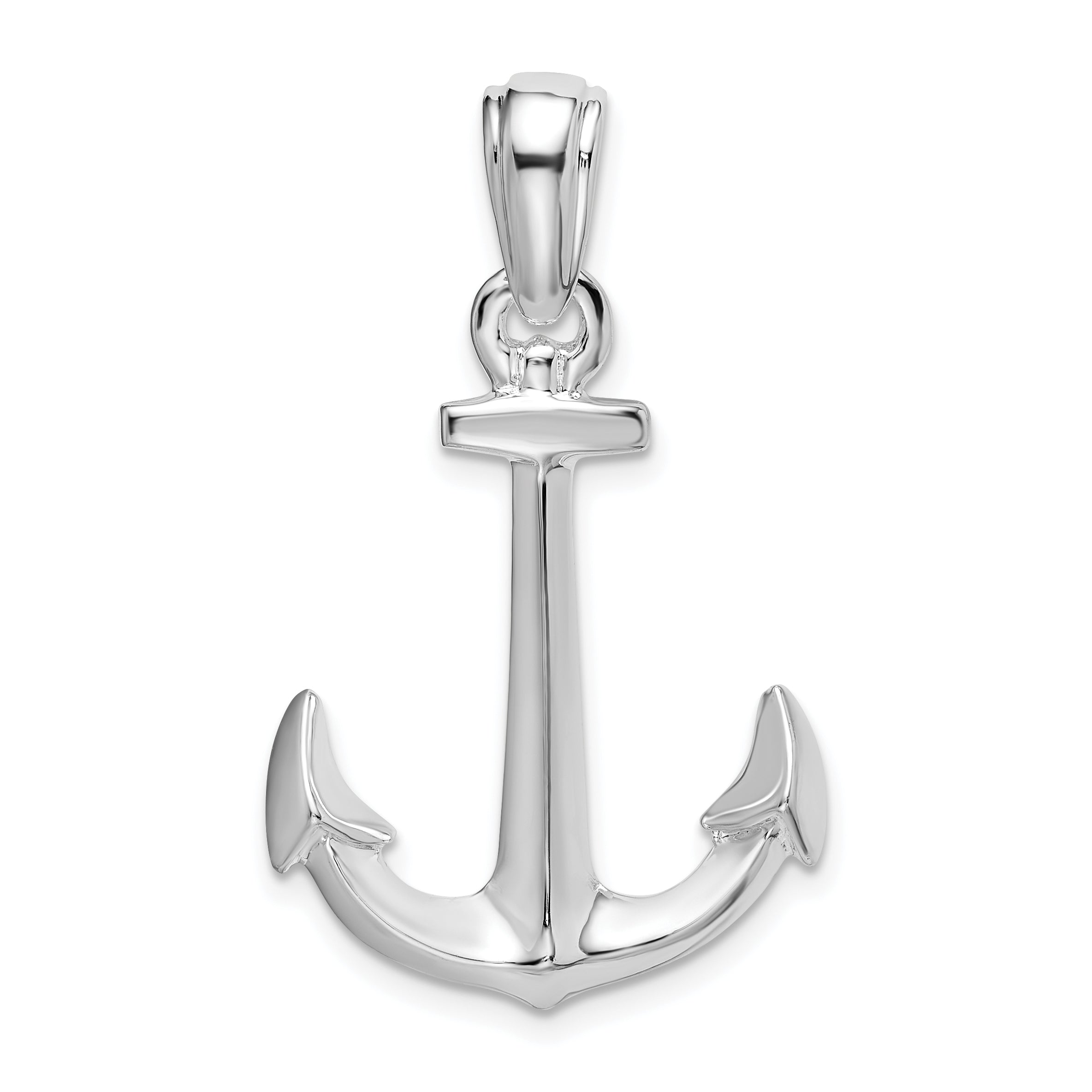 De-Ani Sterling Silver Rhodium-Plated Polished 3D Anchor Pendant Main image