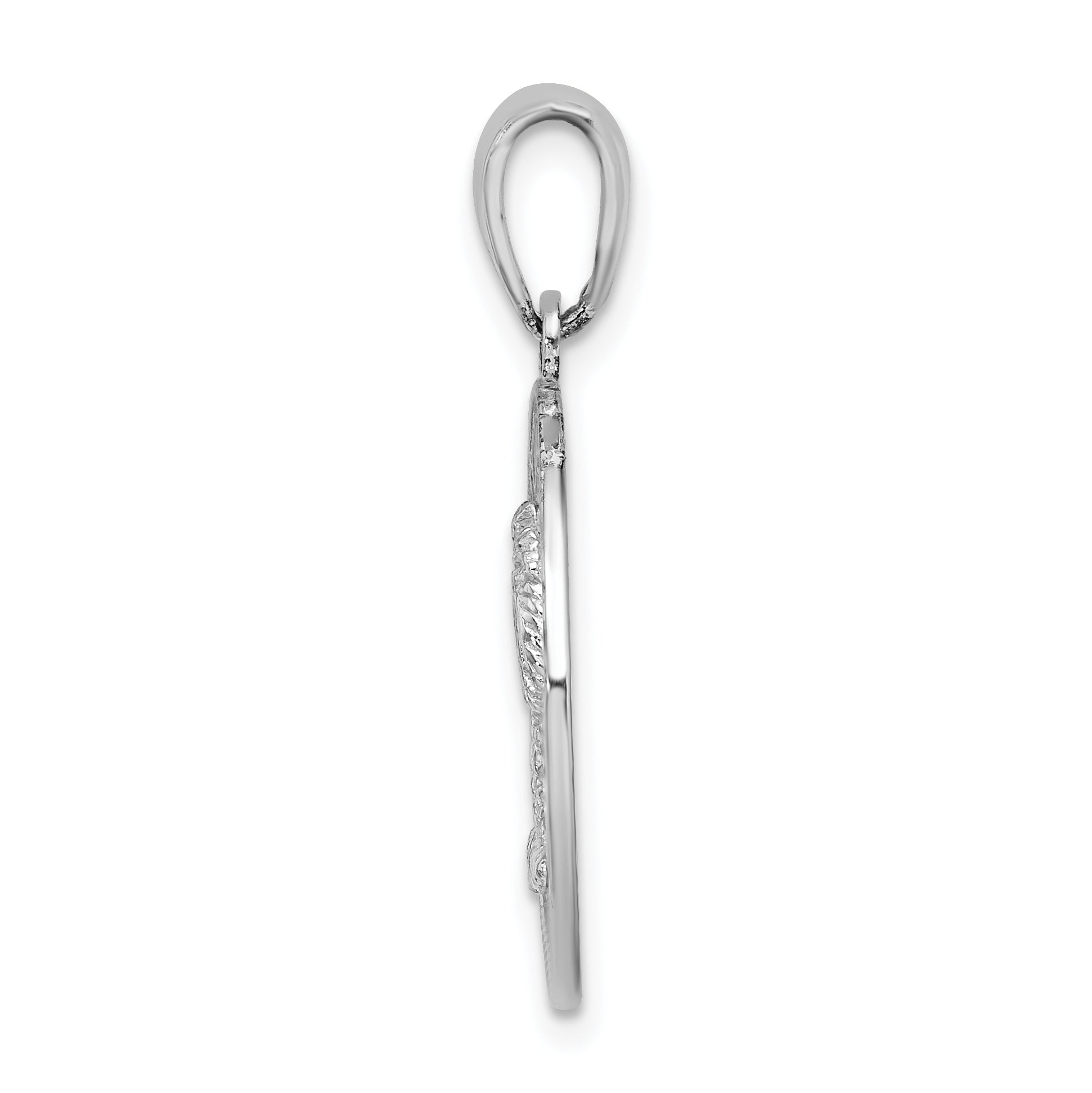 De-Ani Sterling Silver Rhodium-Plated Hilton Head with Palm Tree Round Pendant Secondary image