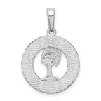 De-Ani Sterling Silver Rhodium-Plated Hilton Head with Palm Tree Round Pendant