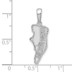 De-Ani Sterling Silver Rhodium-Plated Polished and Textured Hilton Head Map Pendant