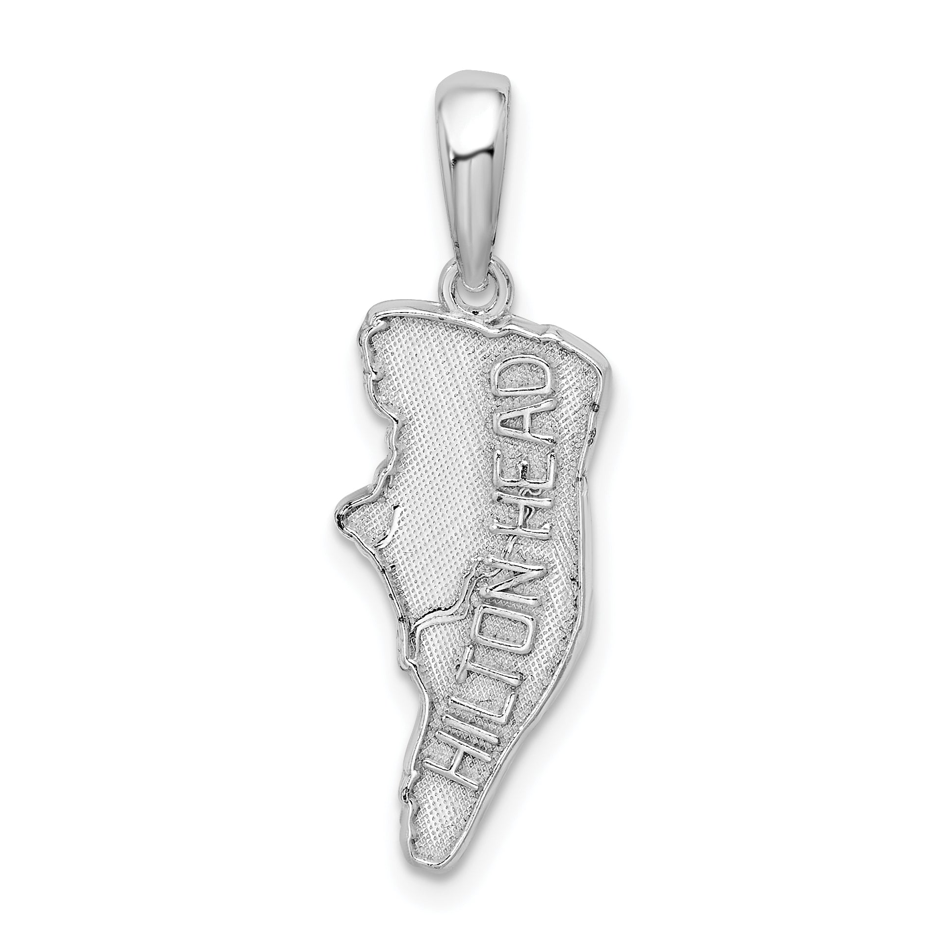 De-Ani Sterling Silver Rhodium-Plated Polished and Textured Hilton Head Map Pendant Main image