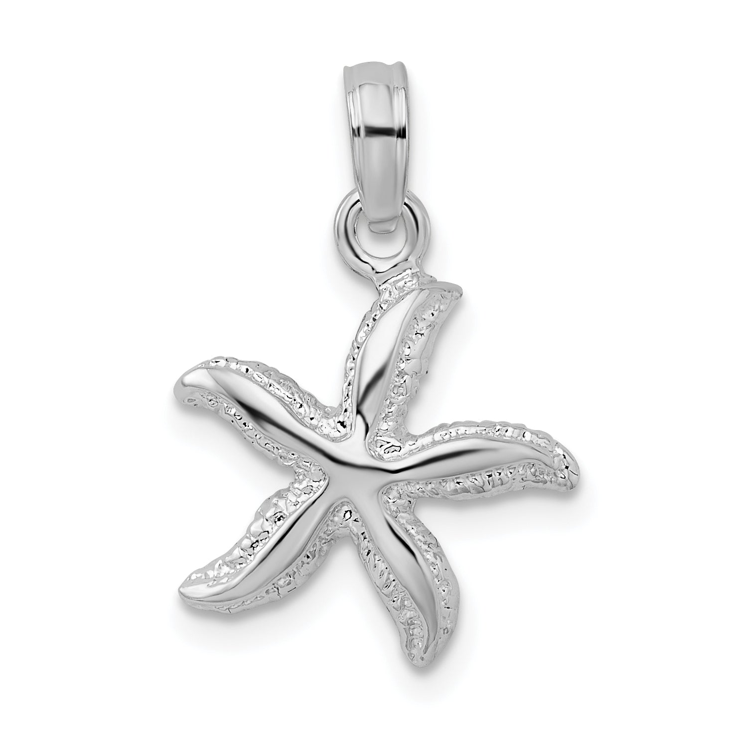 De-Ani Sterling Silver Rhodium-Plated Polished and Textured Small Starfish Pendant Main image