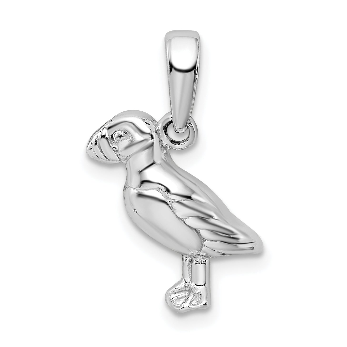 De-Ani Sterling Silver Rhodium-Plated Polished Puffin Bird Pendant Main image