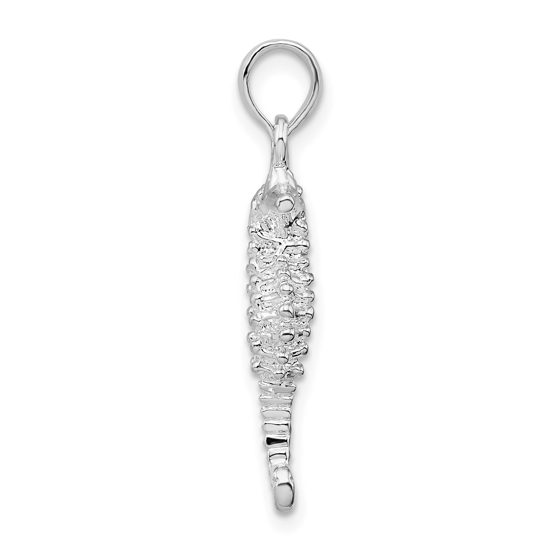 De-Ani Sterling Silver Rhodium-Plated Polished and Textured 3D Seahorse Pendant Secondary image