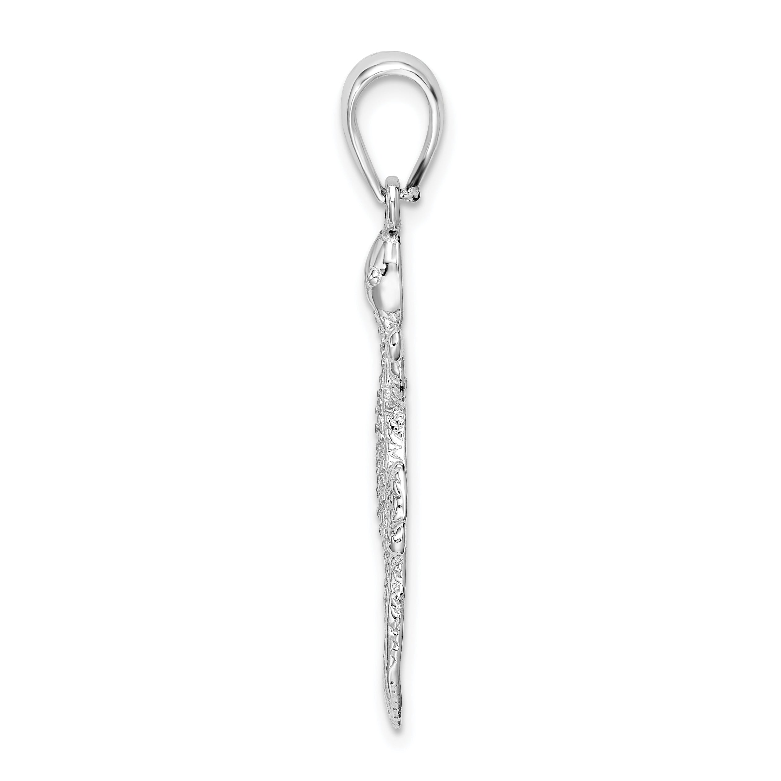 De-Ani Sterling Silver Rhodium-Plated Polished and Textured Gecko Pendant Secondary image