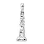 De-Ani Sterling Silver Rhodium-Plated Polished and Textured 3D Lighthouse Pendant