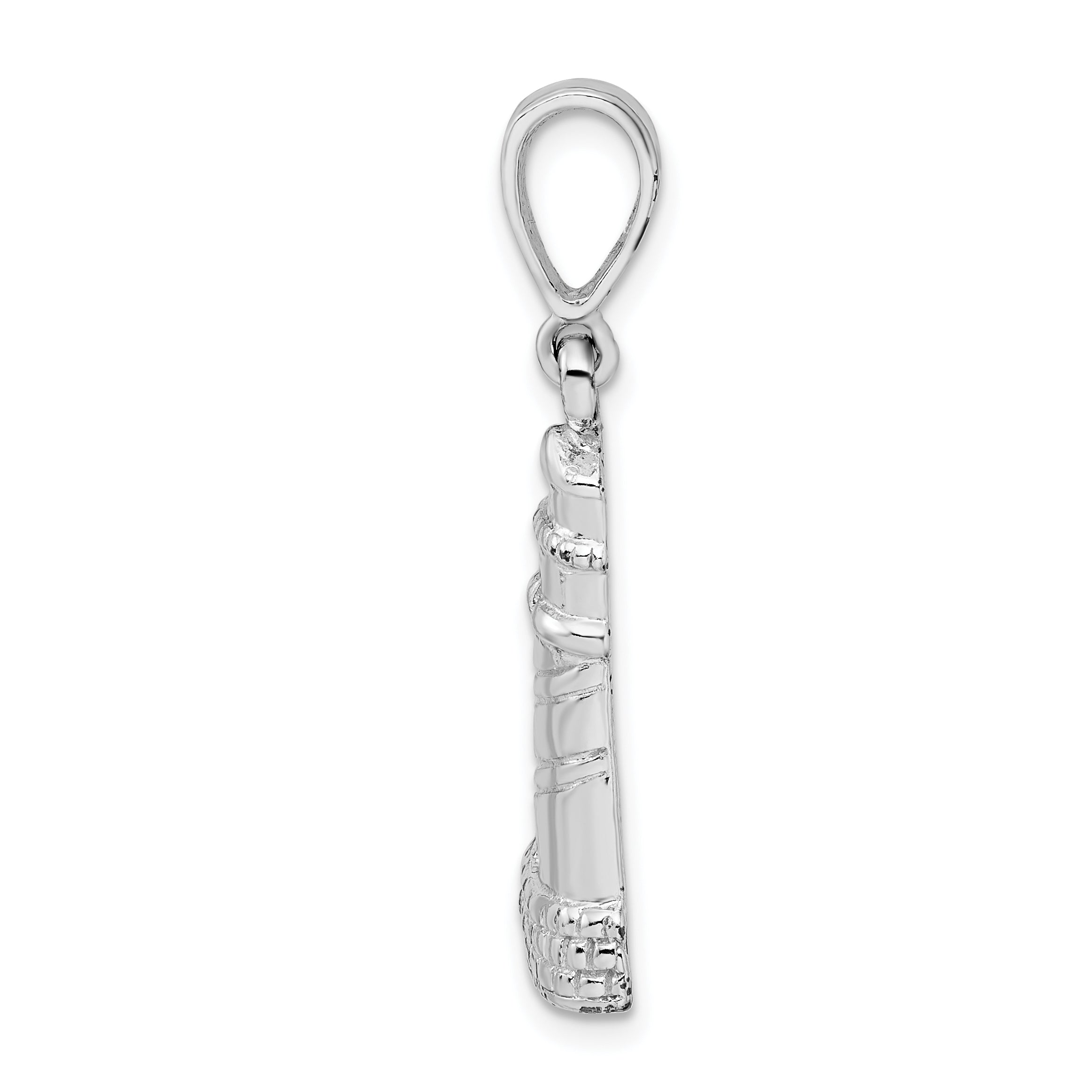 De-Ani Sterling Silver Rhodium-Plated Polished and Textured Lighthouse Pendant Secondary image