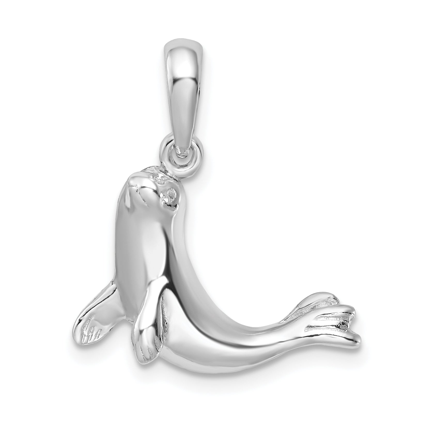 De-Ani Sterling Silver Rhodium-Plated Polished Seal Pendant Main image