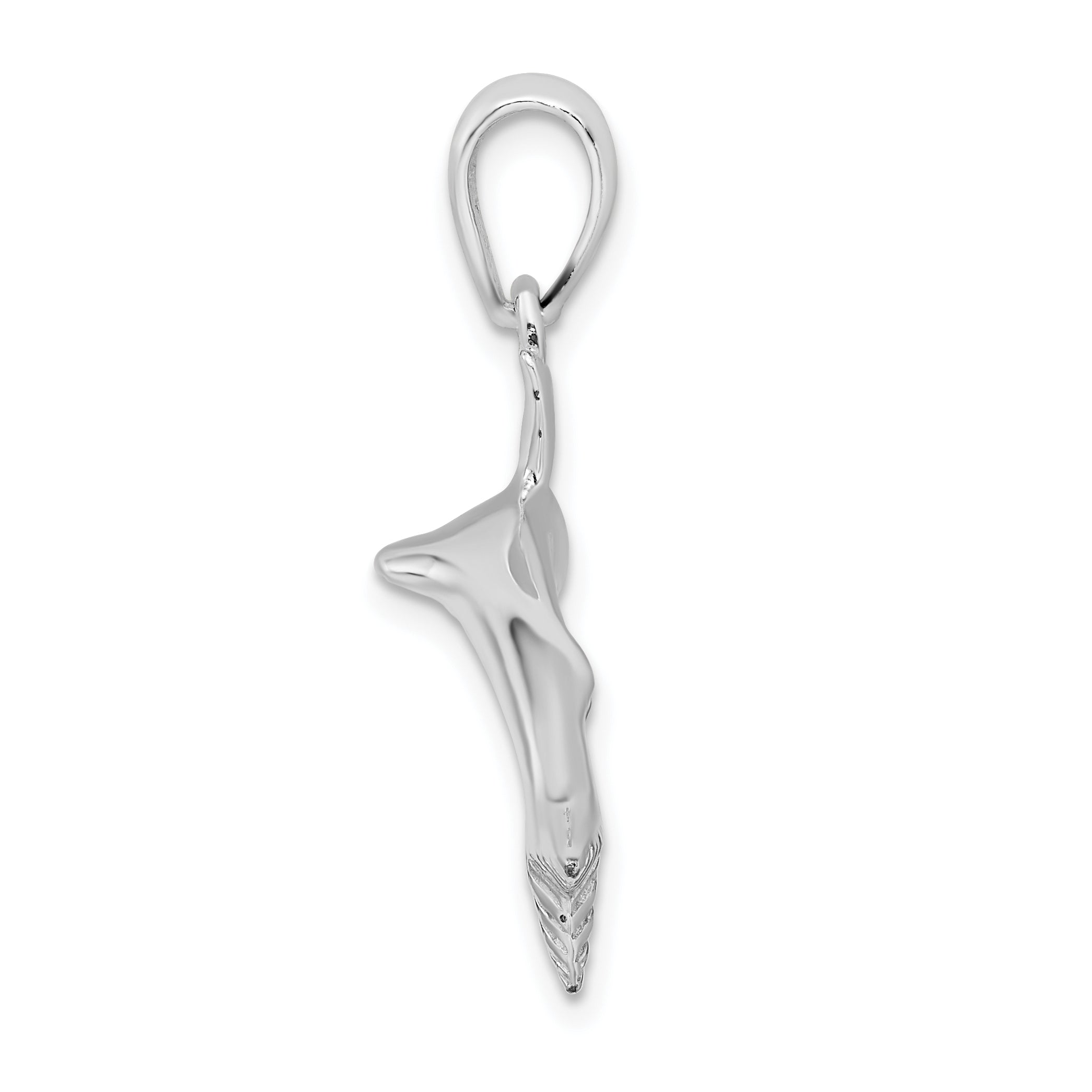 De-Ani Sterling Silver Rhodium-Plated Polished 3D Blue Shark Pendant Secondary image