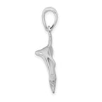 De-Ani Sterling Silver Rhodium-Plated Polished 3D Blue Shark Pendant
