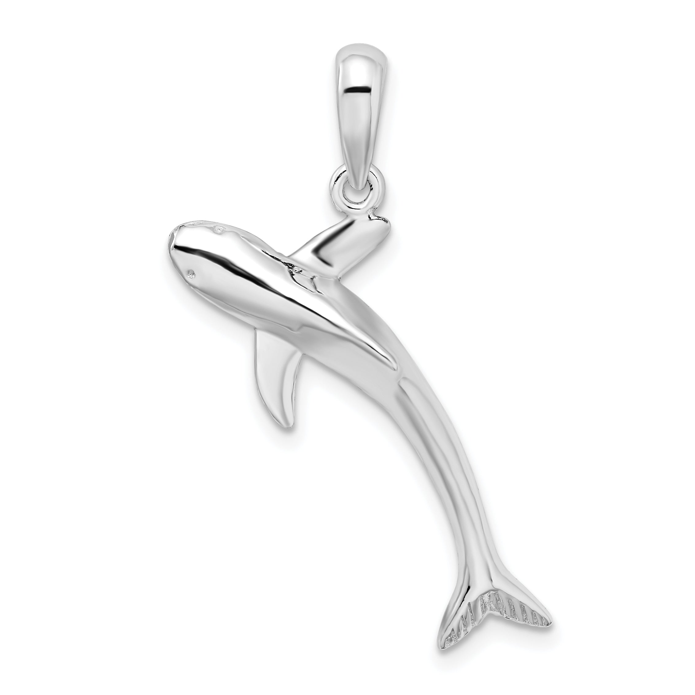 De-Ani Sterling Silver Rhodium-Plated Polished 3D Blue Shark Pendant Main image