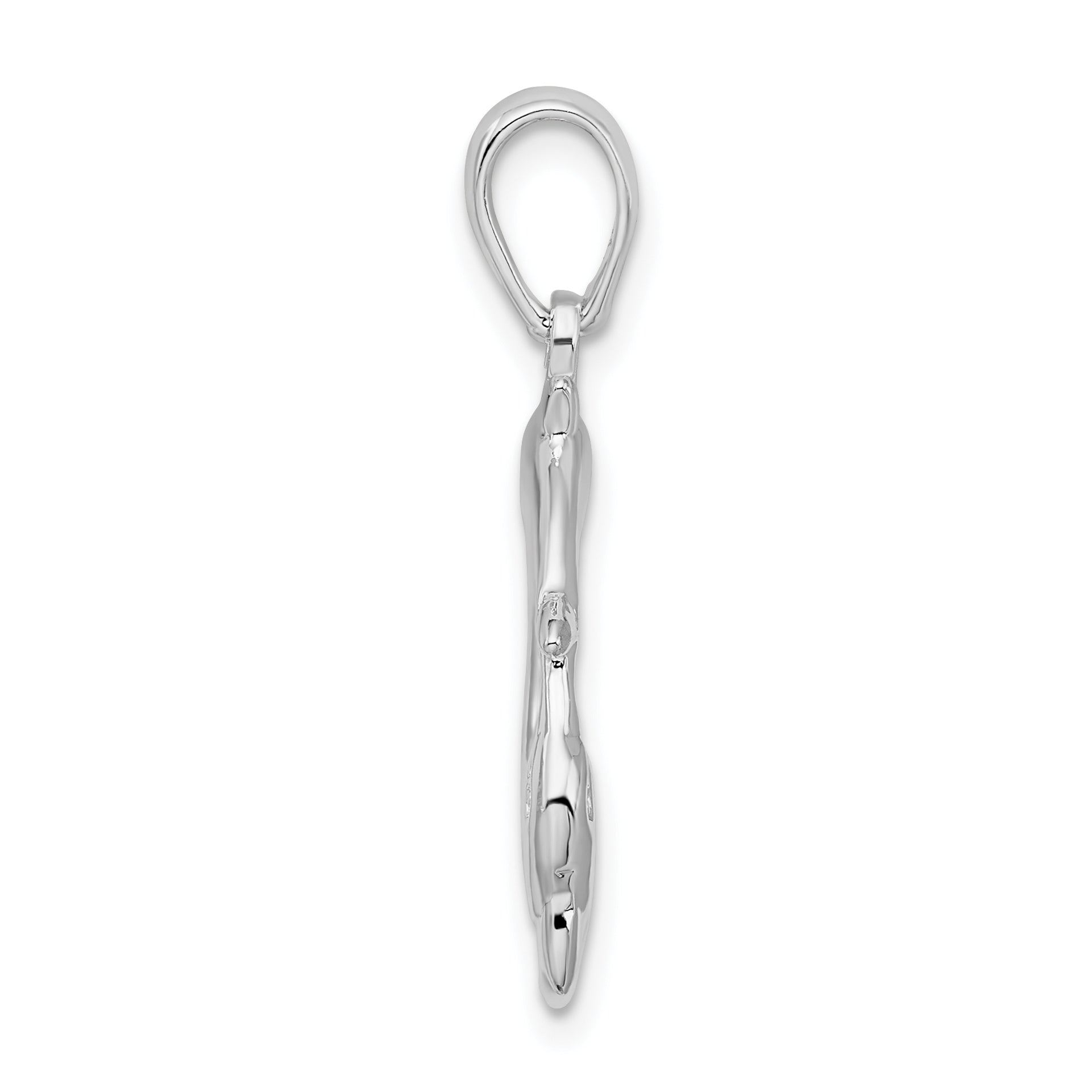 De-Ani Sterling Silver Rhodium-Plated Polished 3 Dolphin Circle Pendant