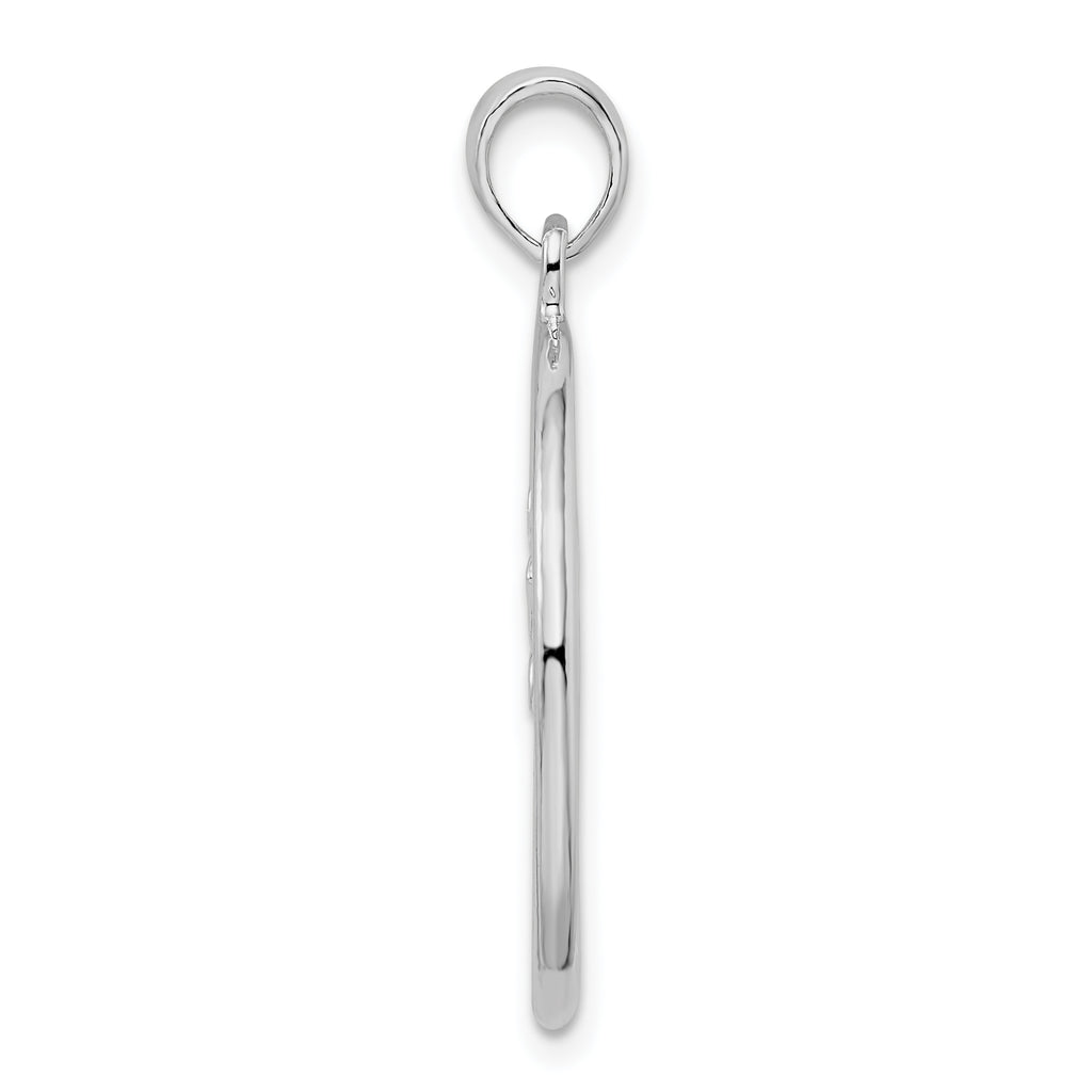 De-Ani Sterling Silver Rhodium-Plated Polished Double Palm Tree Circle Pendant