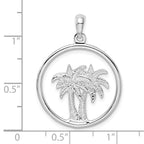 De-Ani Sterling Silver Rhodium-Plated Polished Double Palm Tree Circle Pendant