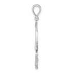 De-Ani Sterling Silver Rhodium-Plated Polished and Textured Sailboat on Water Pendant