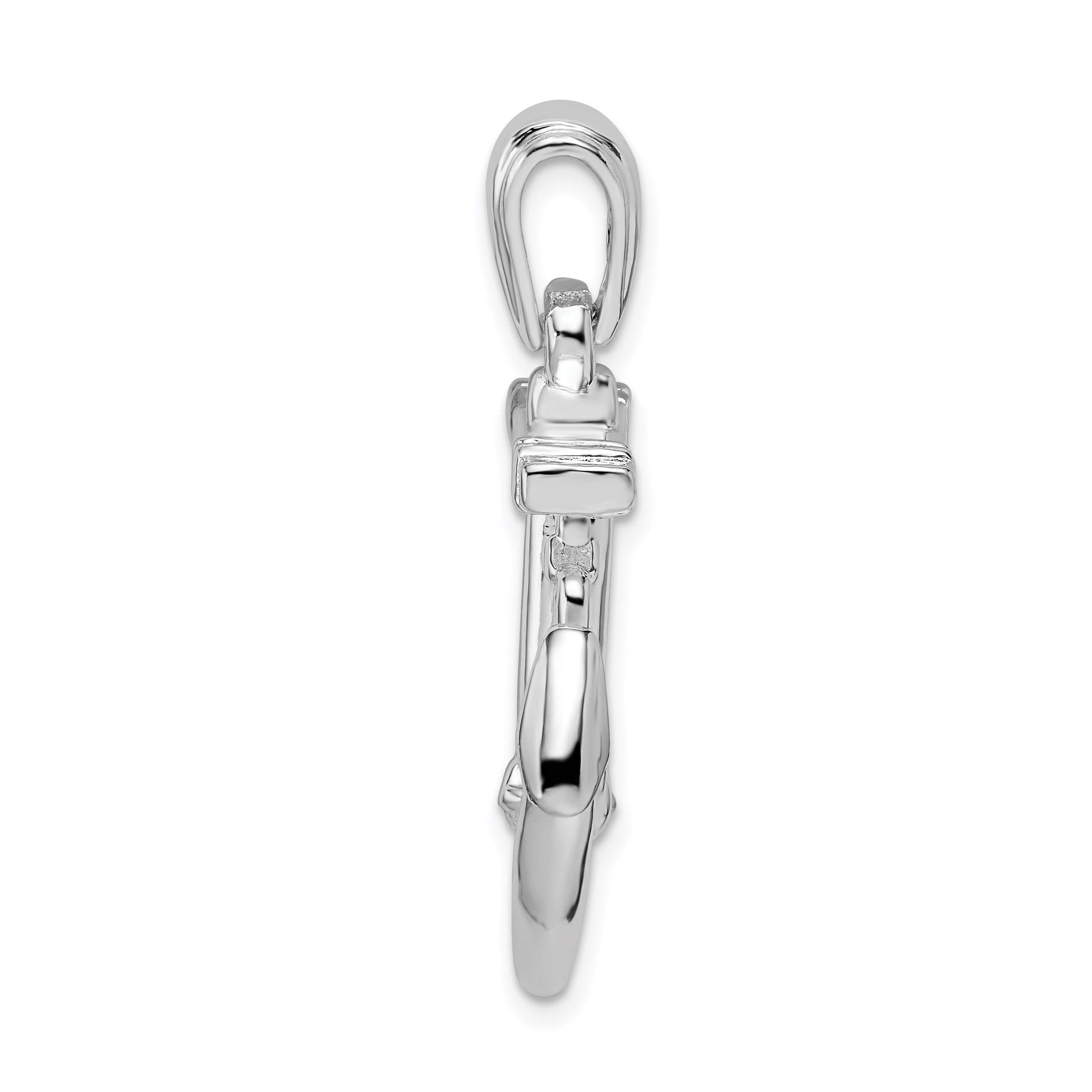 De-Ani Sterling Silver Rhodium-Plated Polished 3D Anchor with Chain Pendant Secondary image