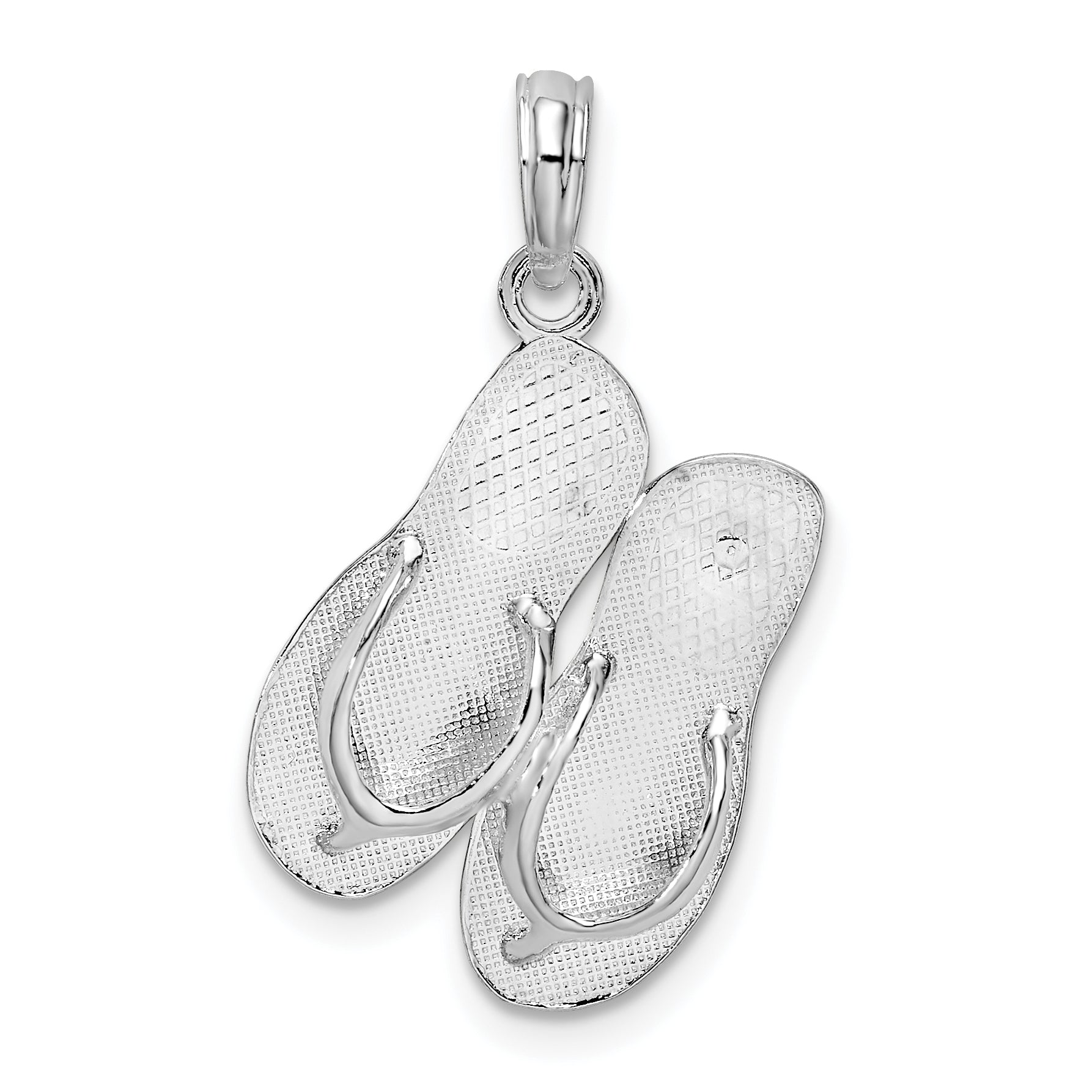 De-Ani Sterling Silver Rhodium-Plated Polished and Textured Key West Flip Flops Pendant Main image