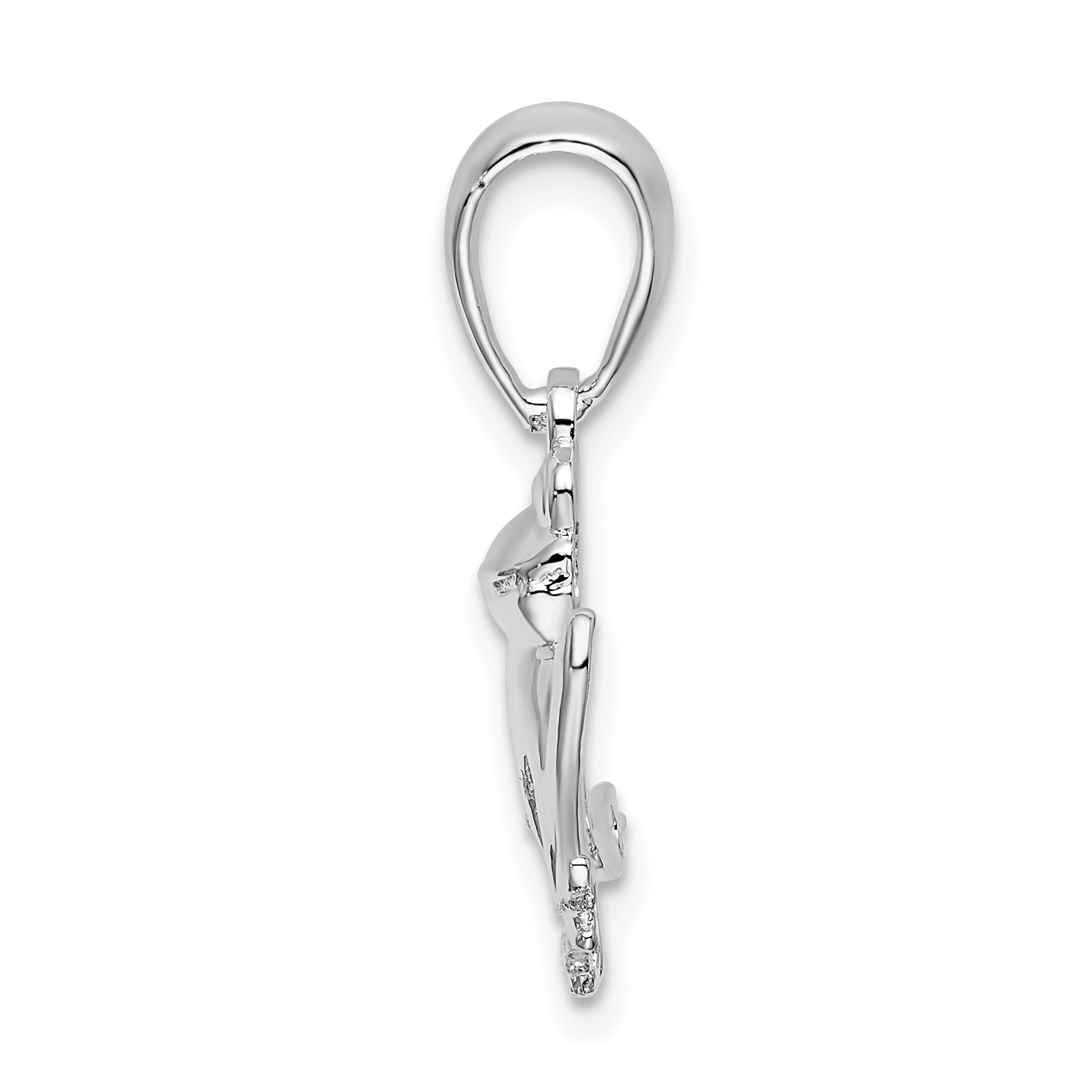 De-Ani Sterling Silver Rhodium-Plated Polished and Textured Sitting Frog Pendant Secondary image