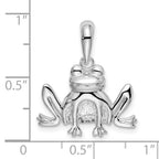 De-Ani Sterling Silver Rhodium-Plated Polished and Textured Sitting Frog Pendant