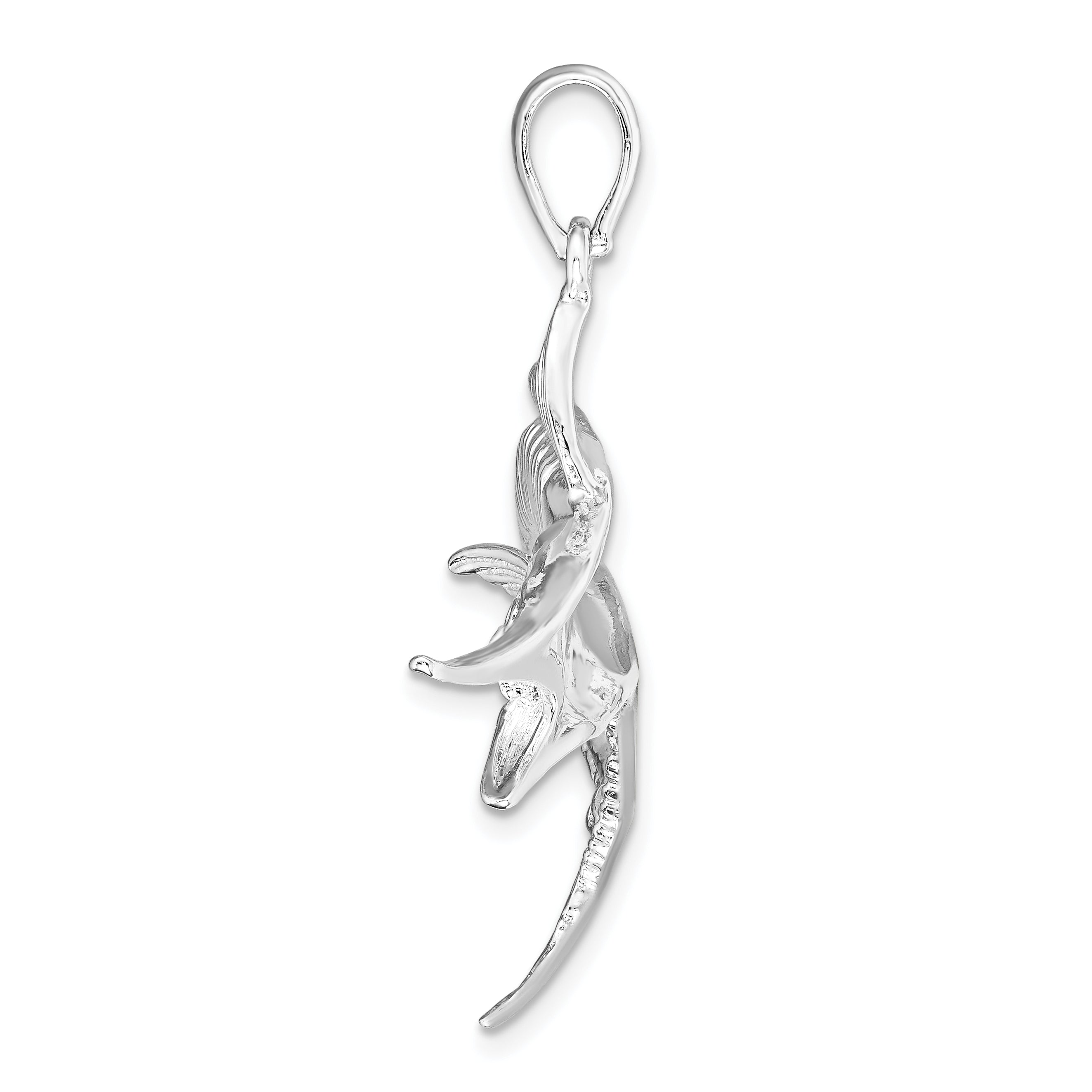 De-Ani Sterling Silver Rhodium-Plated Polished and Textured Marlin Fish Pendant Secondary image