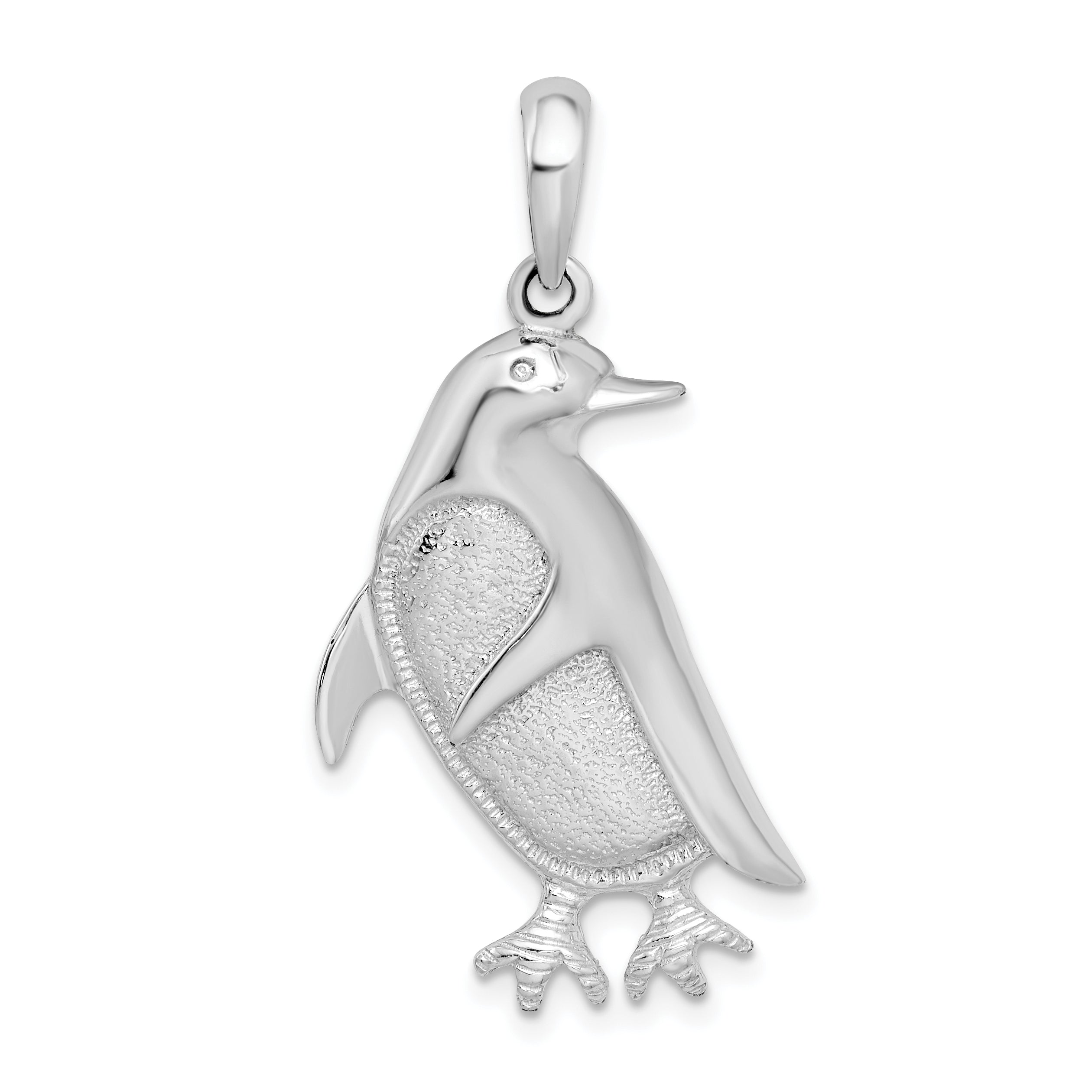 De-Ani Sterling Silver Rhodium-Plated Polished and Textured Penguin Pendant Main image